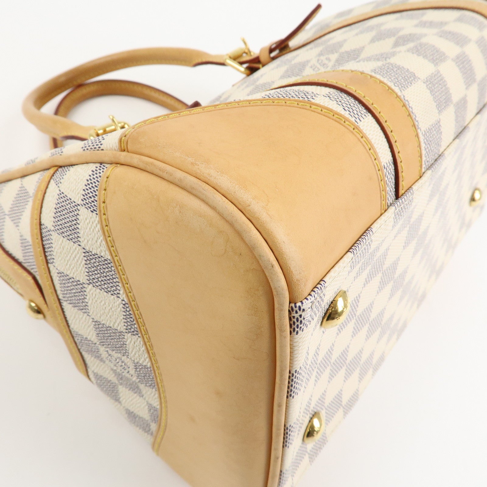 Louis Vuitton Damier Azur Leather Canvas Berkeley Hand Bag N52001 Used