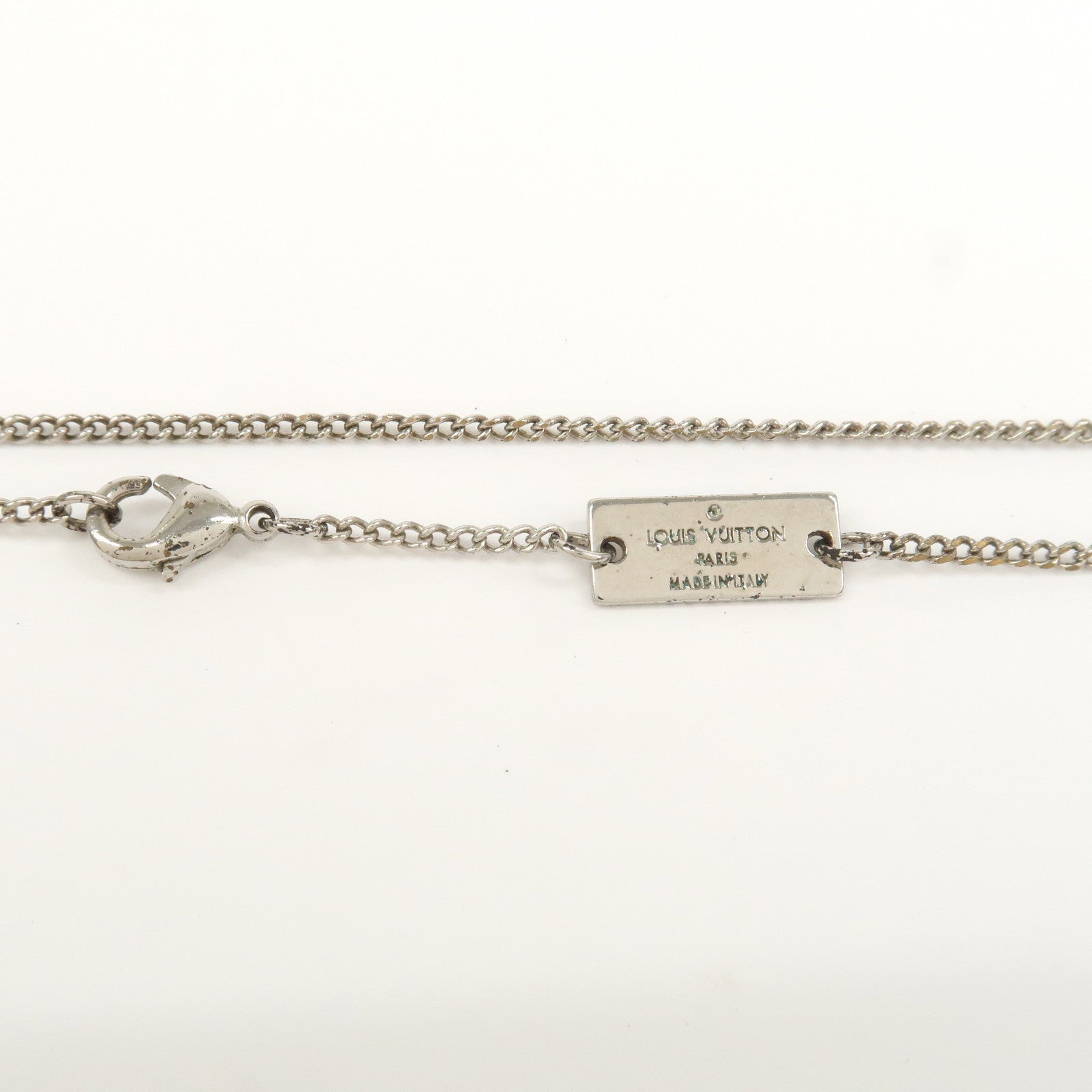 Louis Vuitton Monogram Metal Ring Necklace Silver M62485