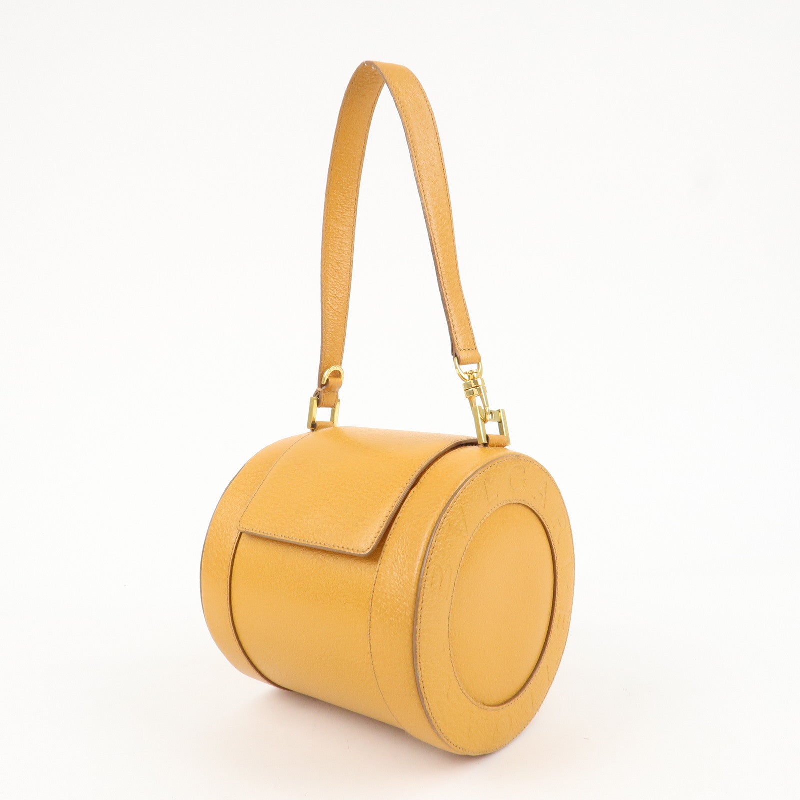 BVLGARI B-zero1 Drum Shoulder Bag Mustard Yellow Used