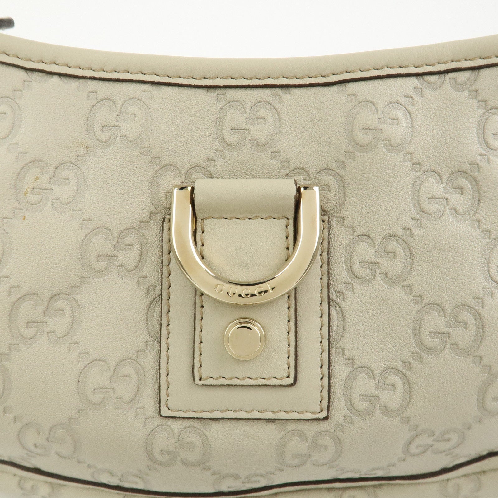 GUCCI Abbey Guccissima Leather Shoulder Bag Hand Bag Ivory 130939