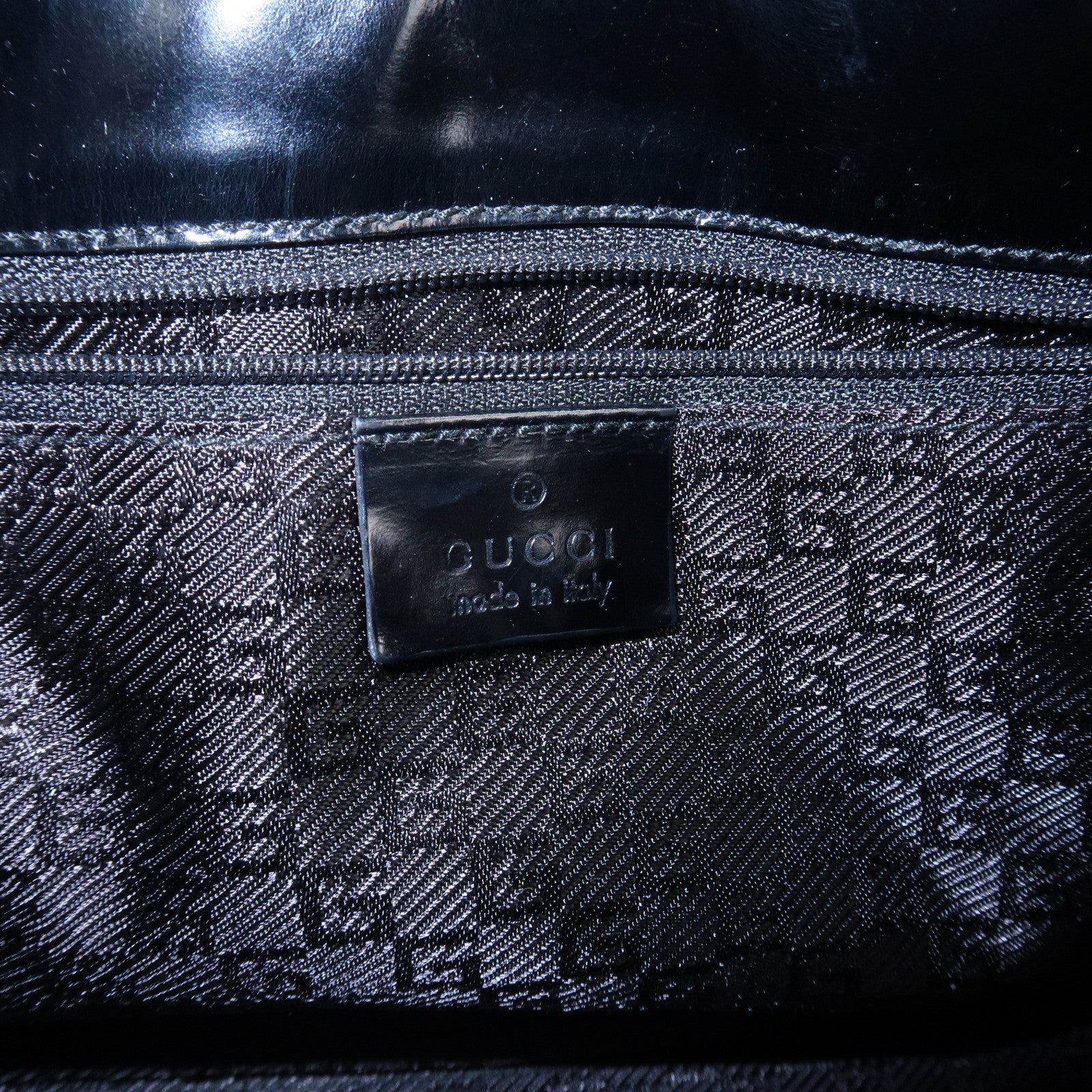 GUCCI Jackie Leather Shoulder Bag Beige Black 002.1067 Used