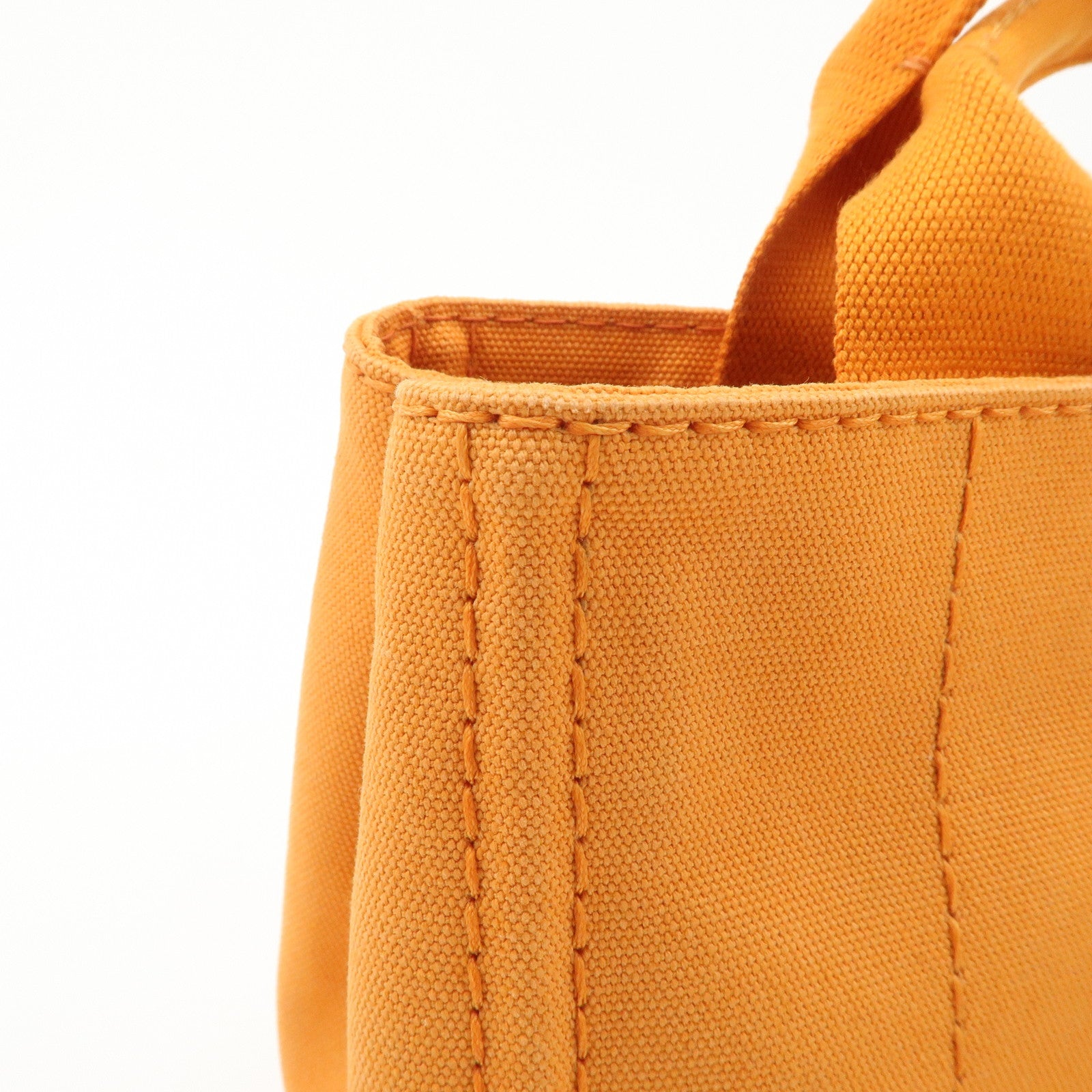 PRADA Logo Canapa Mini Canvas Tote Bag Hand Bag Orange BN2439