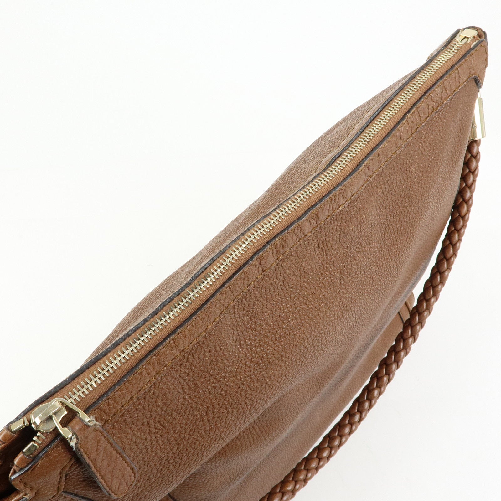 GUCCI Bamboo Leather Shoulder Bag Hand Bag Tassel Brown 269947