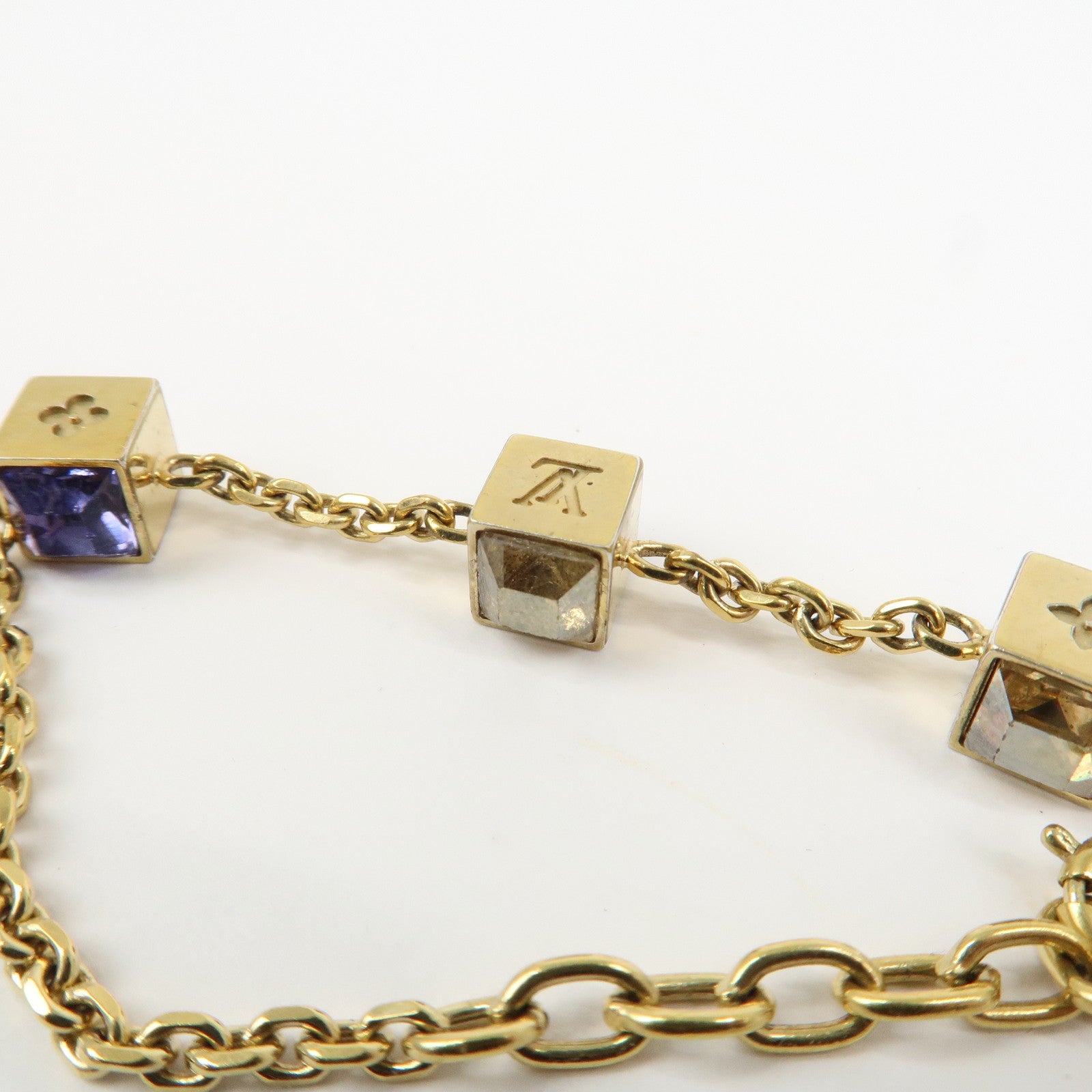 Louis Vuitton Collier Gamble Rhinestone Bracelet Gold M66060