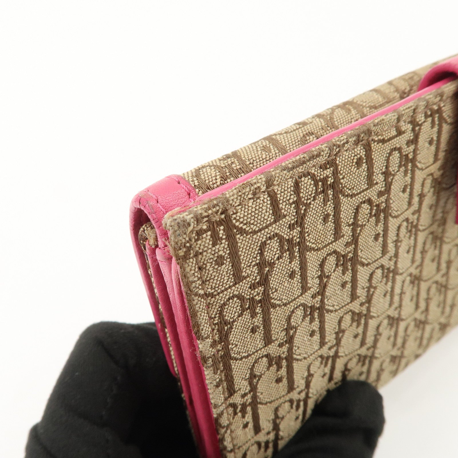 Christian Dior Trotter Street Chic Canvas Leather Long Wallet Pink