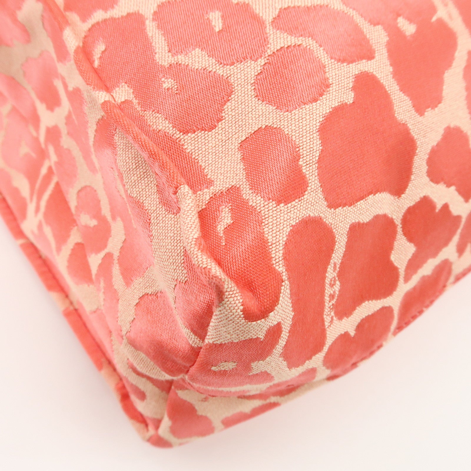 FENDI Canvas Leather Leopard Tote Bag Hand Bag Pink 8BH173