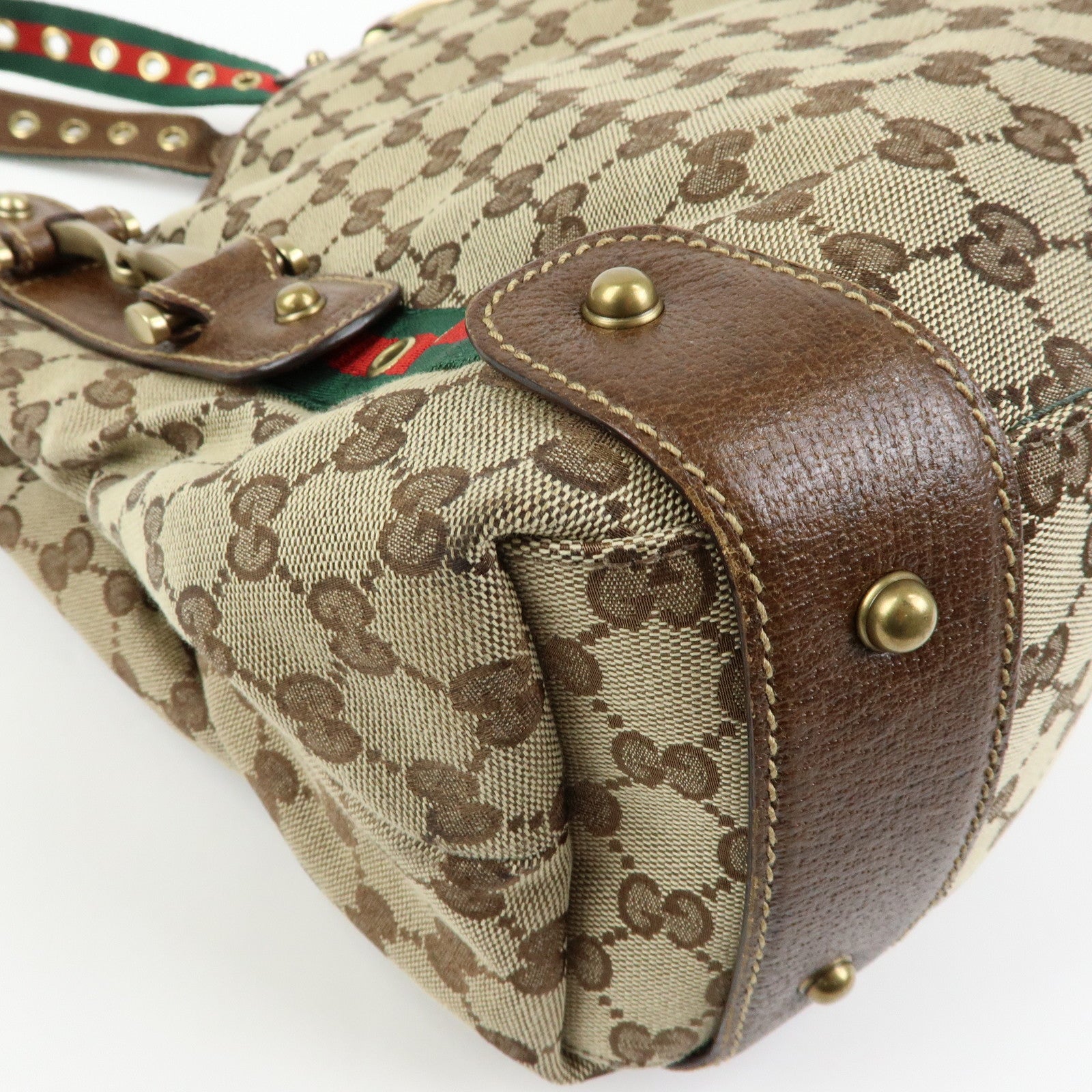 GUCCI Sherry GG Canvas Tote Bag Hand Bag Beige Brown 144186