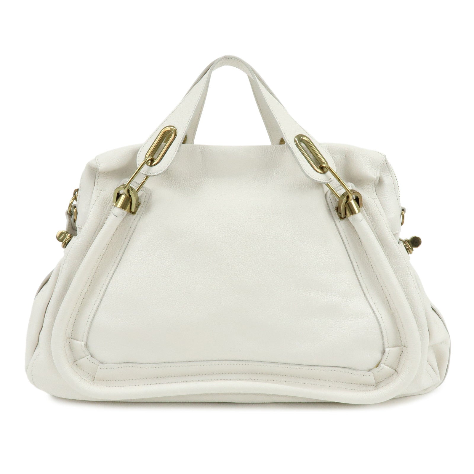 Chloe Paraty Leather 2Way Bag Hand Bag White