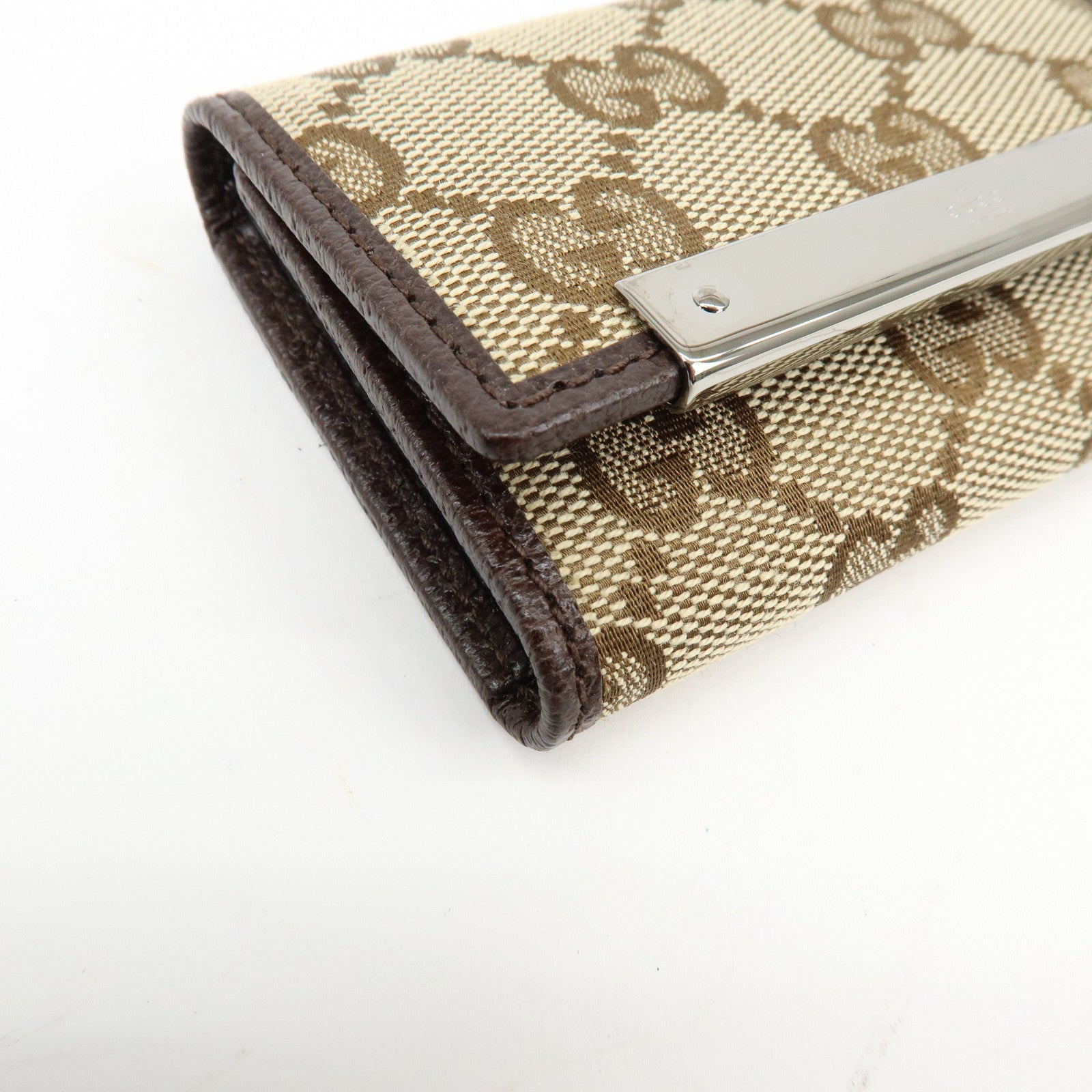 GUCCI GG Canvas Leather 6 Ring Key Case Beige Brown 127048