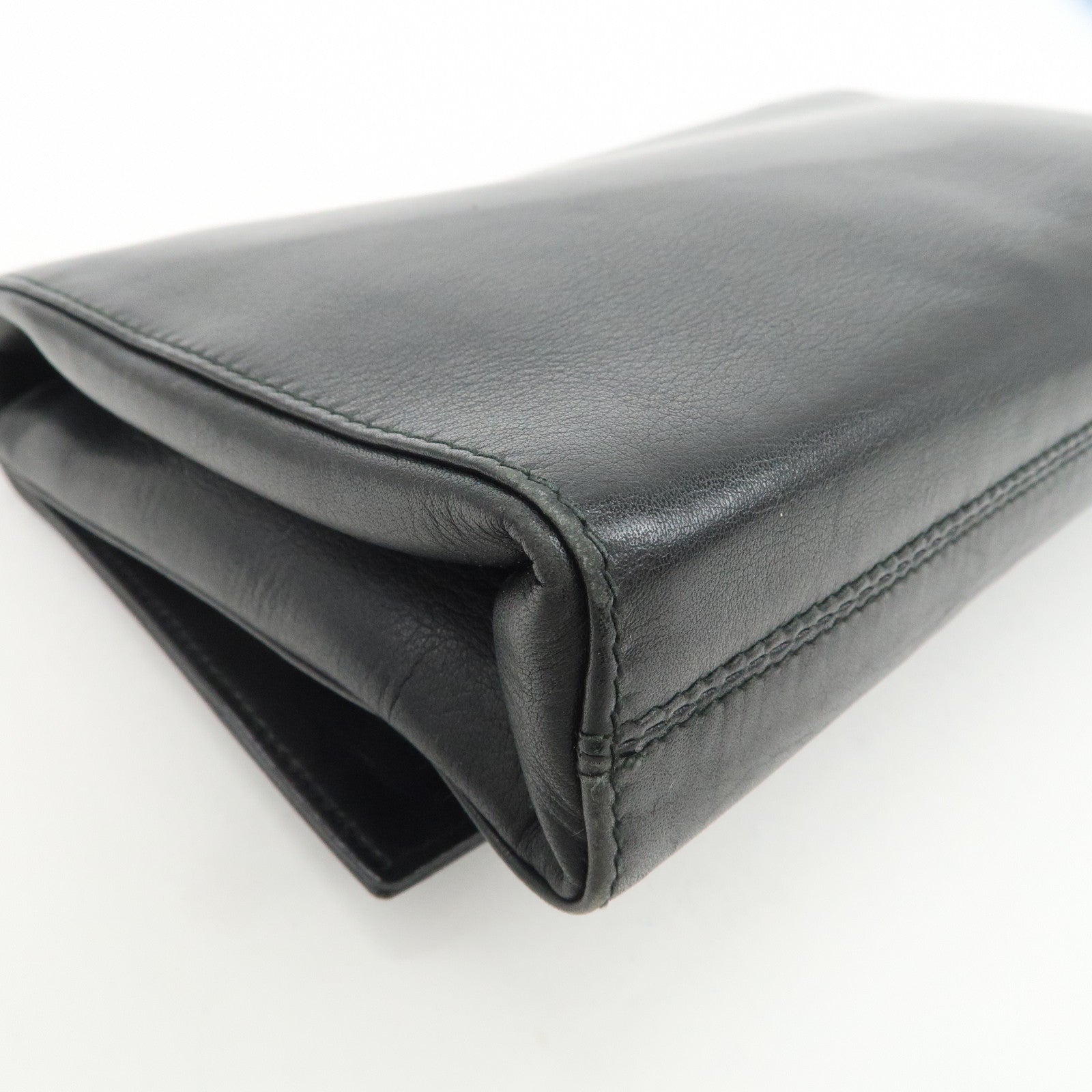 CELINE Logo Leather 2Way Bag Shoulder Bag Clutch Bag Black