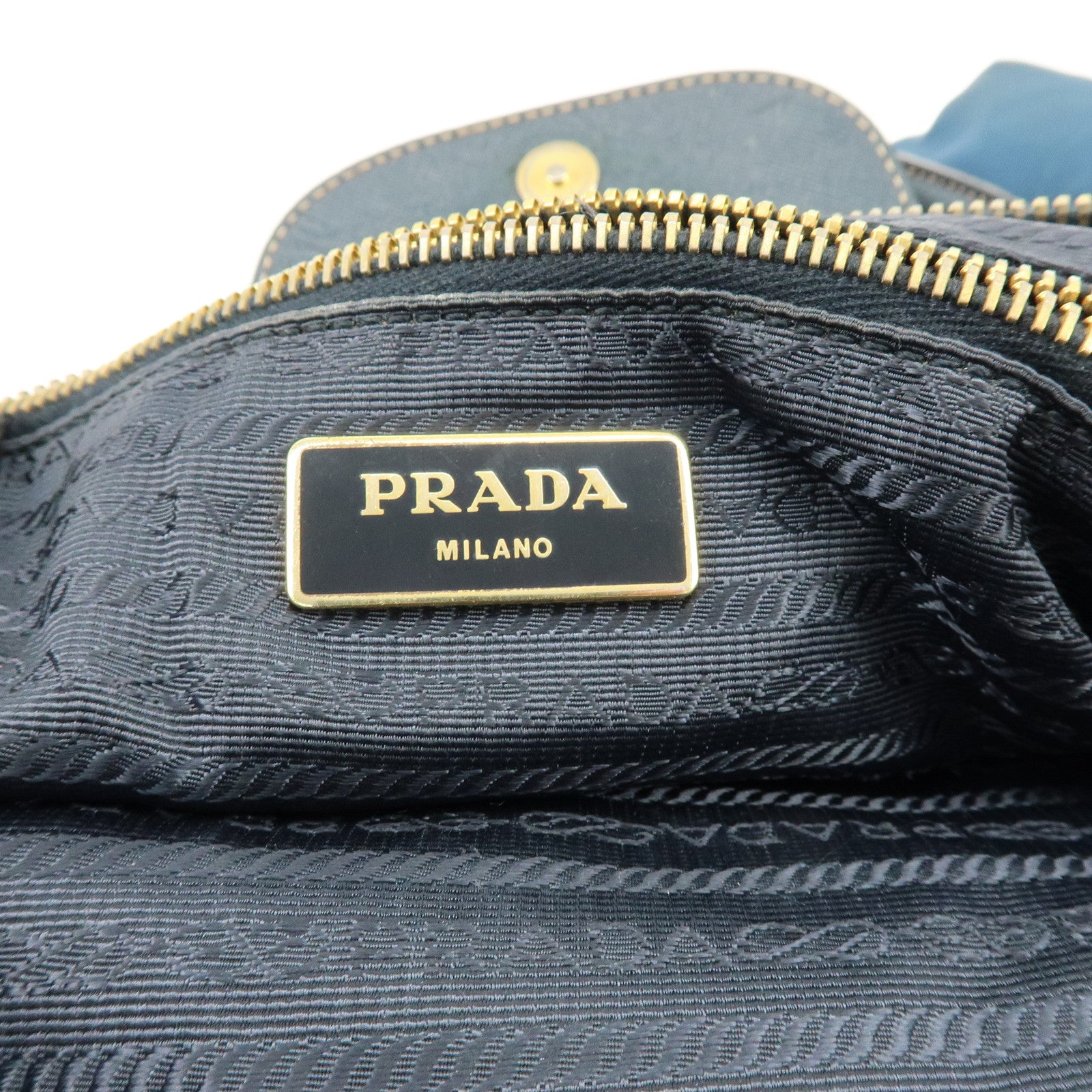 PRADA Triangle Logo 2Way Bag Hand Bag Shoulder Bag Blue BN2541