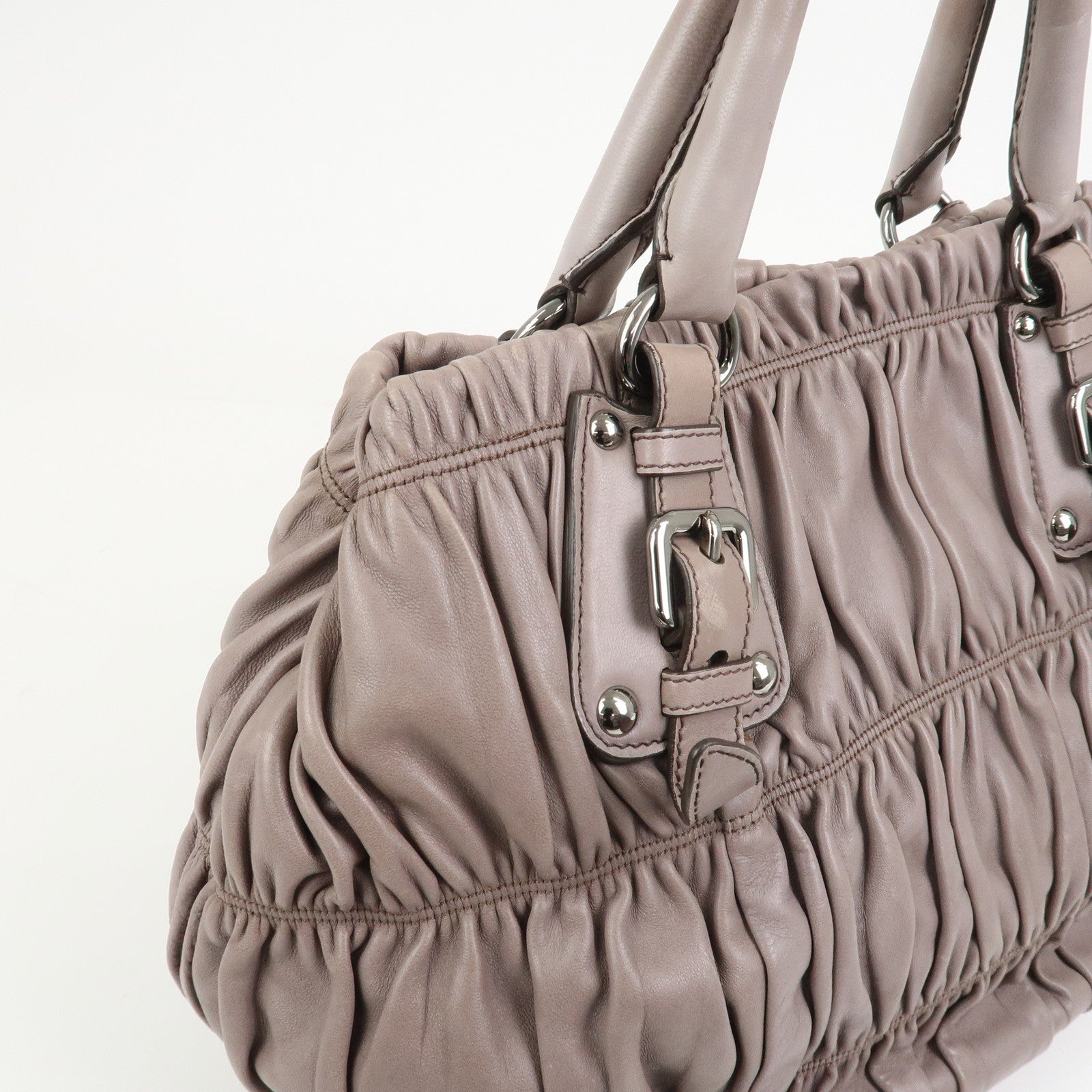 PRADA Logo Nappa Leather 2Way Bag Shoulder Bag Hand Bag Gray