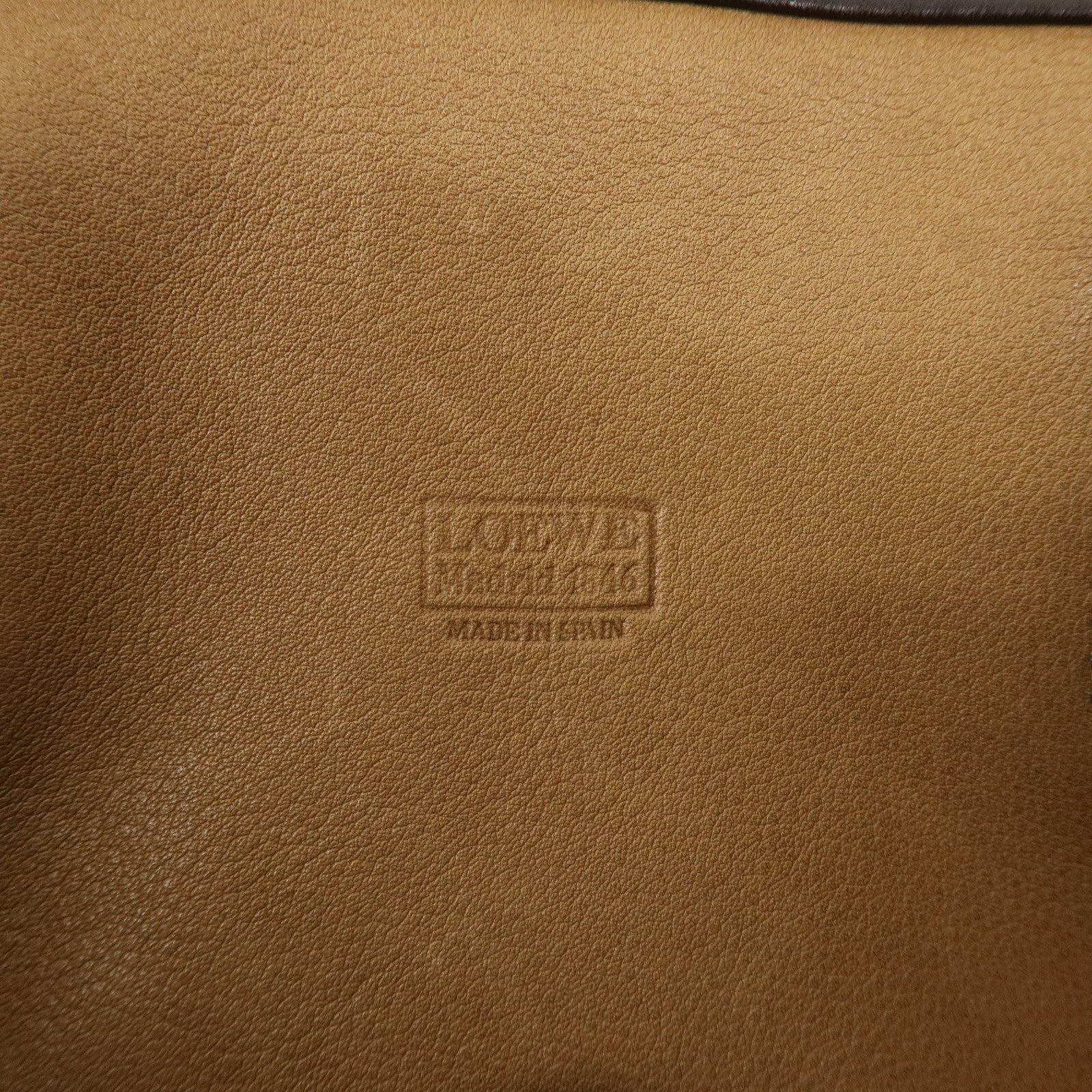 LOEWE Anagram Leather Suede Tote Bag Hand Bag Brown Beige