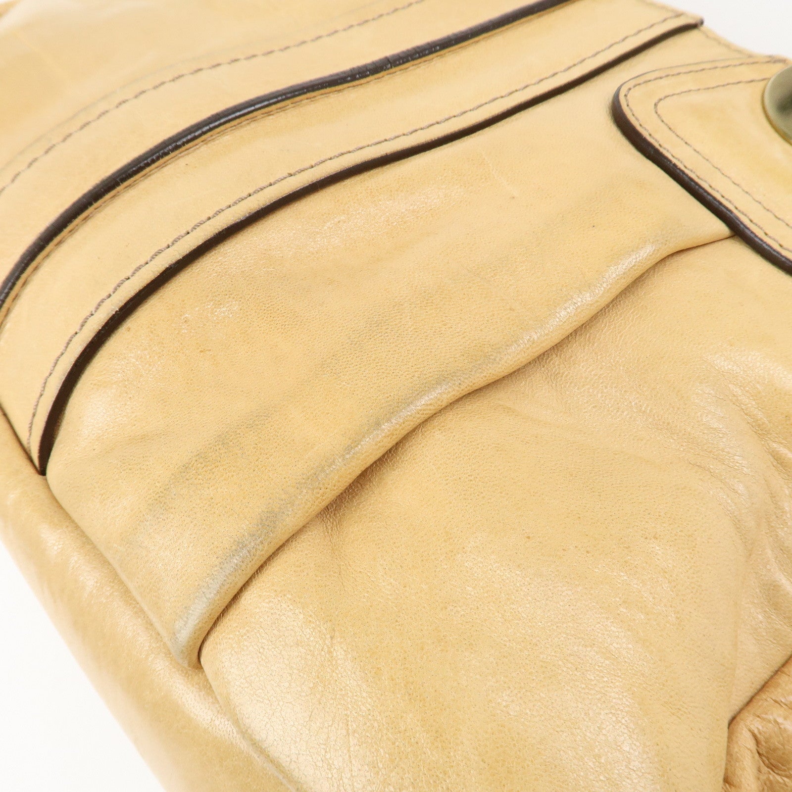 Chloe Heloise Shoulder Bag Hand Bag Beige Gold Hardware Used