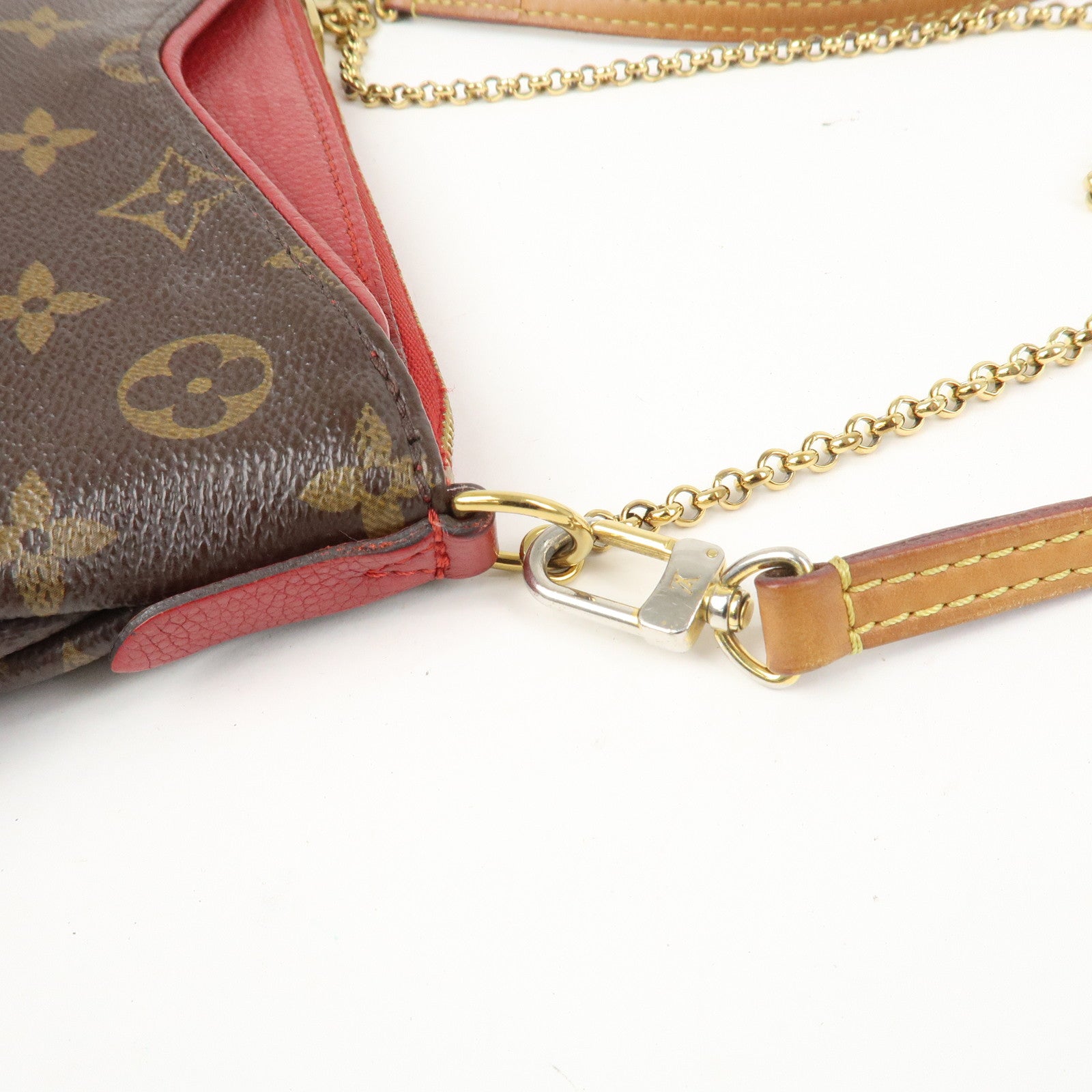 Louis Vuitton Monogram Pallas Clutch 2Way Bag Cerise M41638