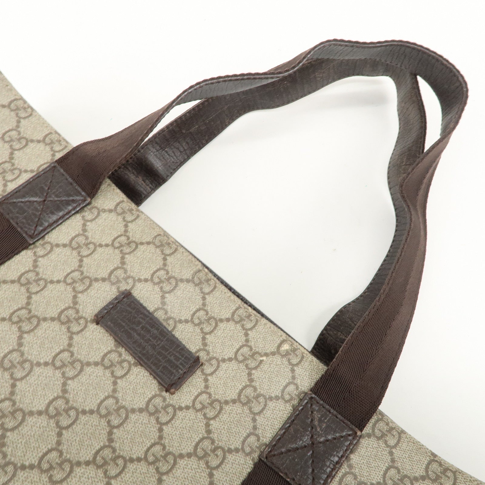 GUCCI GG Supreme Canvas Leather Tote Bag Shoulder Bag Brown 141624
