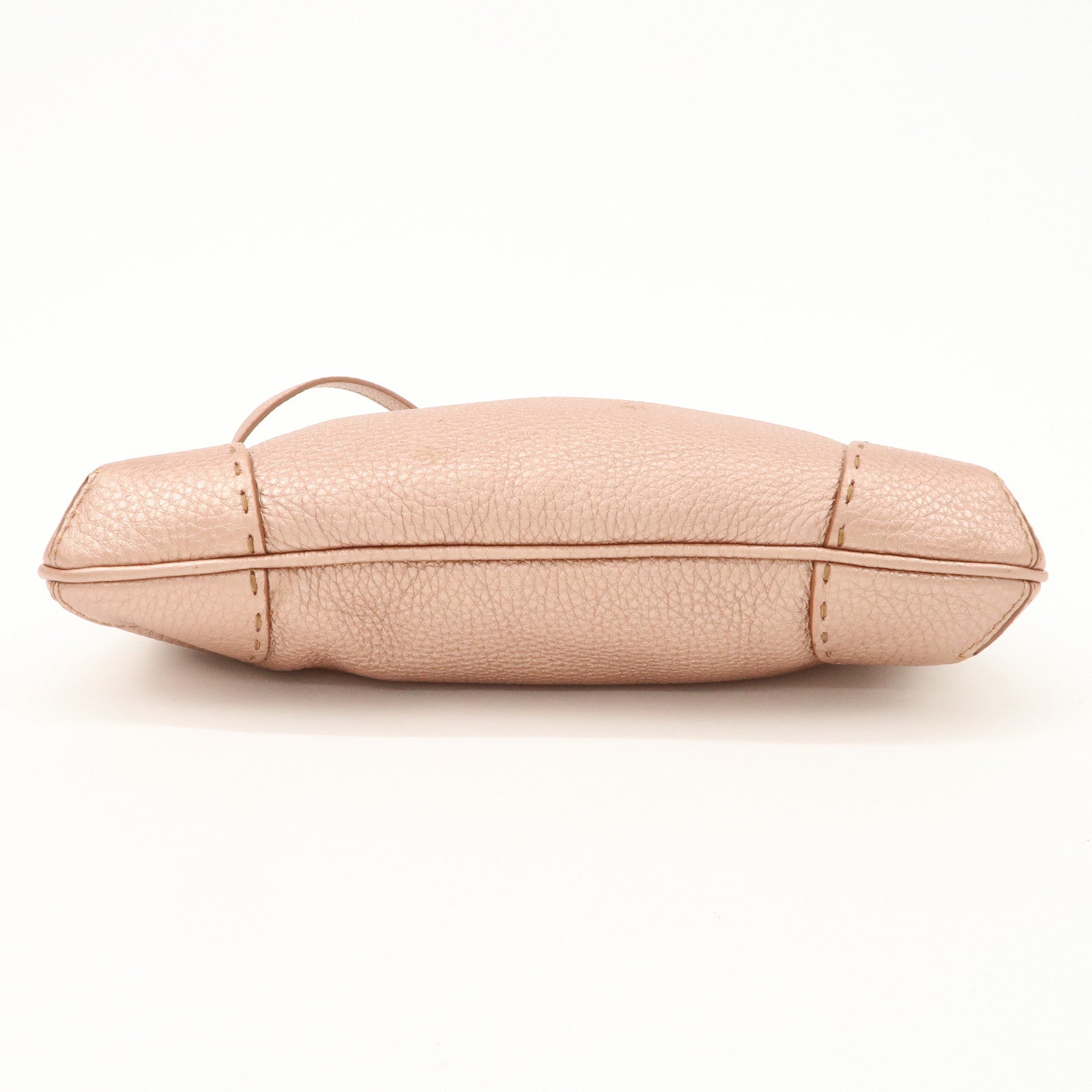 FENDI Seleria Leather Shoulder Bag Champagne Pink 8BT200