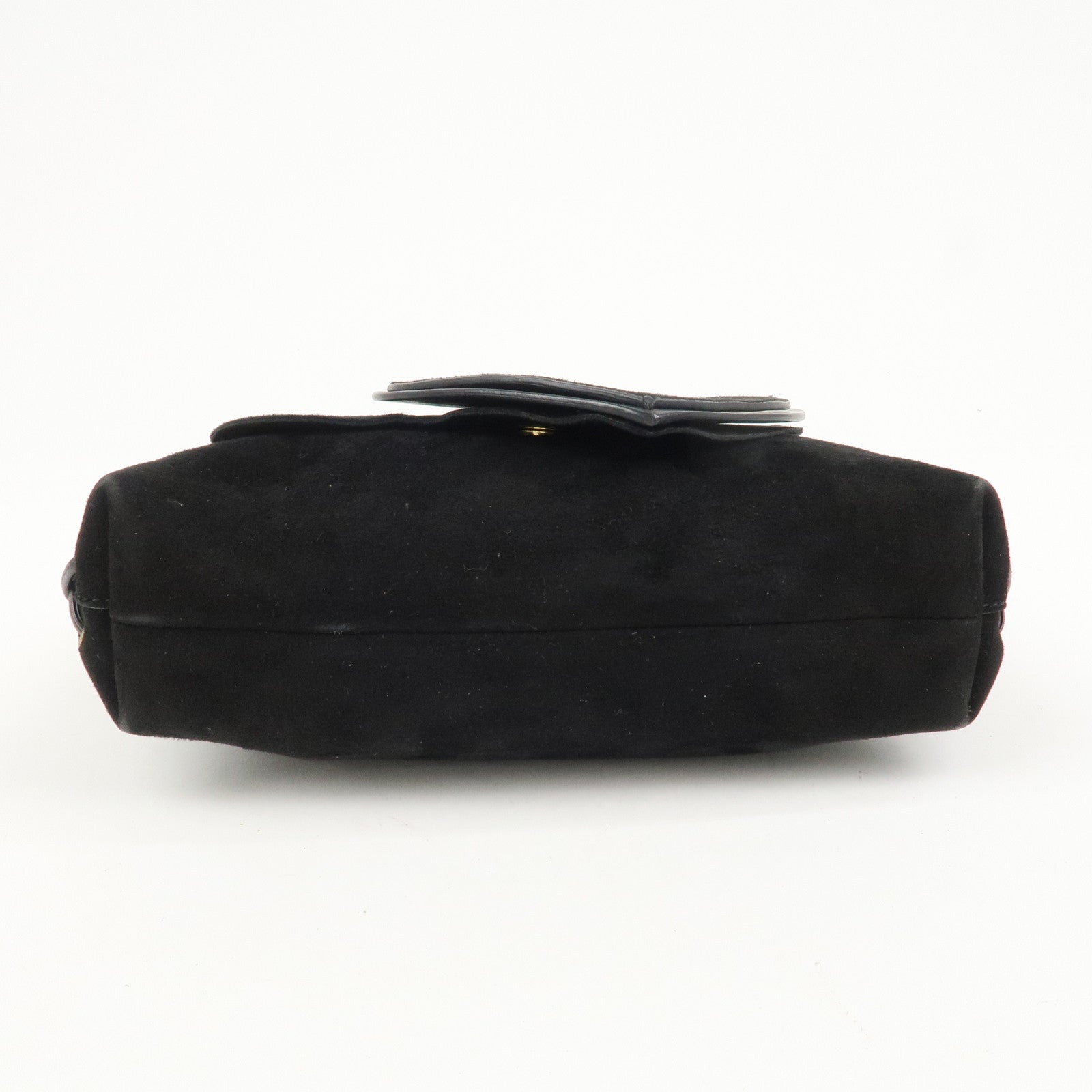 GUCCI Suede Leather Heart Shoulder Bag Black 95107