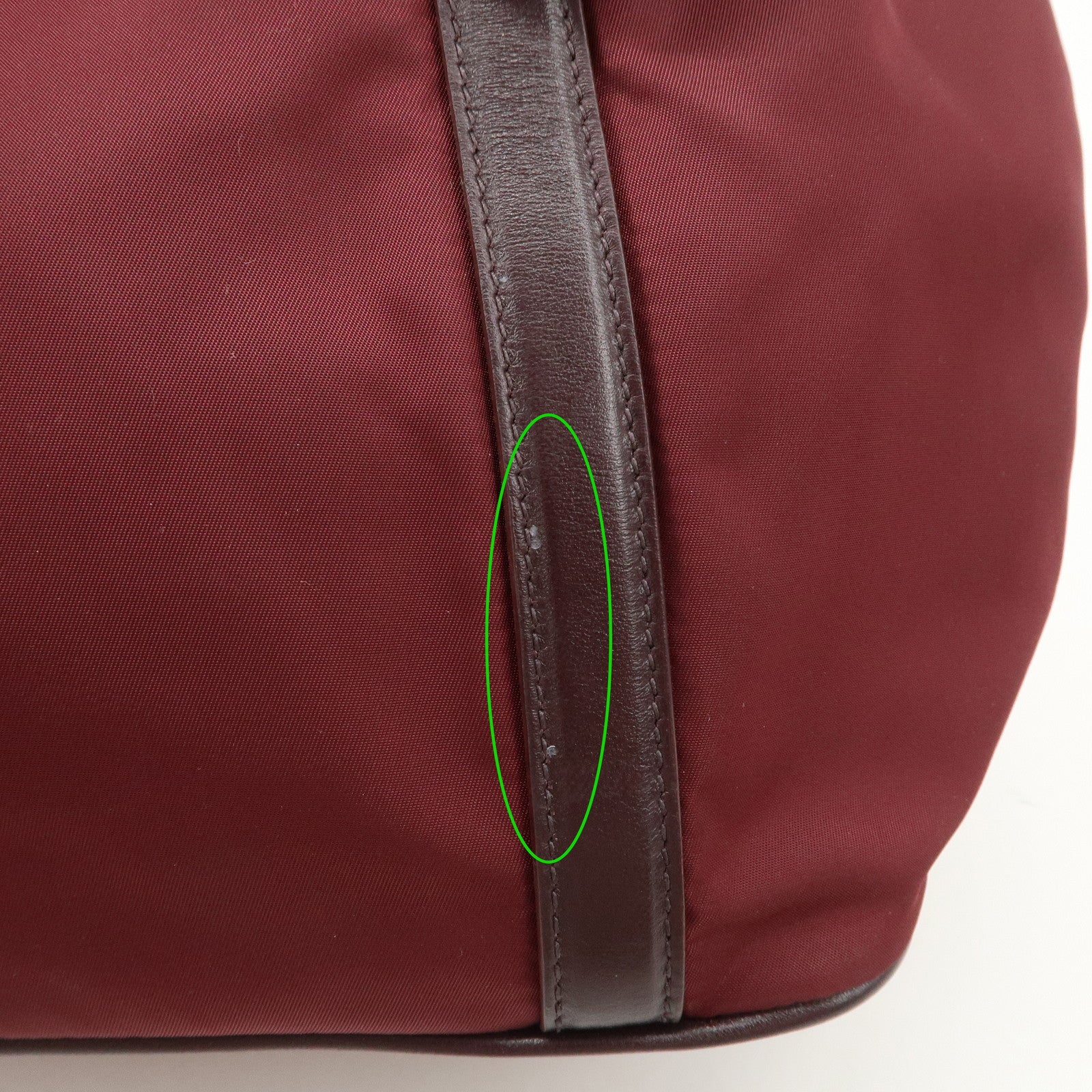 Prada Logo Tessuto Nylon Hand Bag Shoulder Bag Burgundy Red BR5116 Used