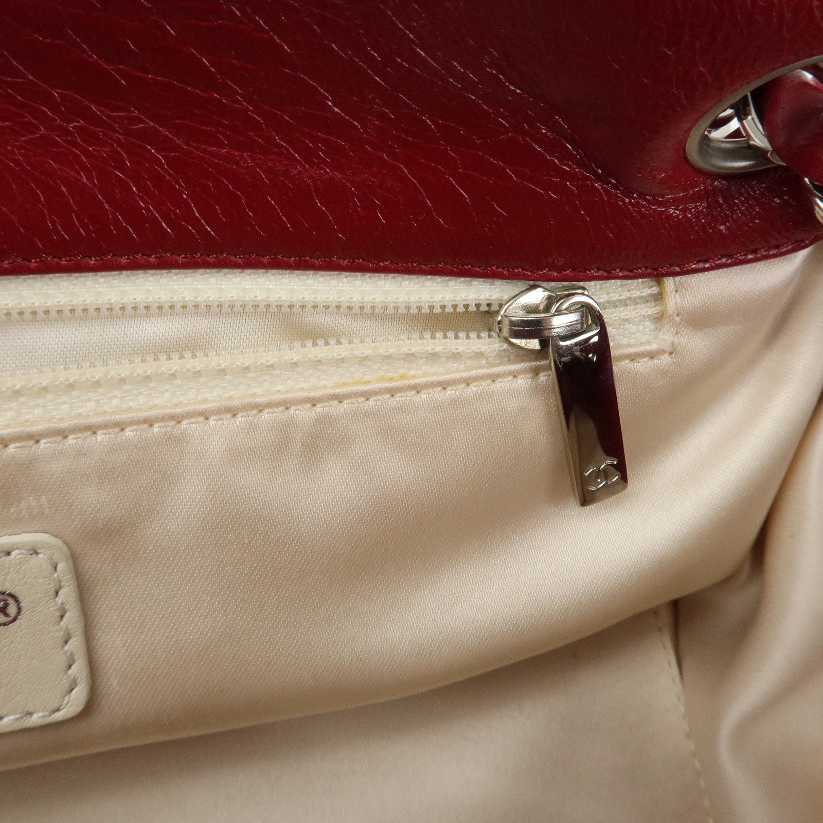 CHANEL 2.55 Lamb Skin Leather Chain Shoulder Bag Red Used