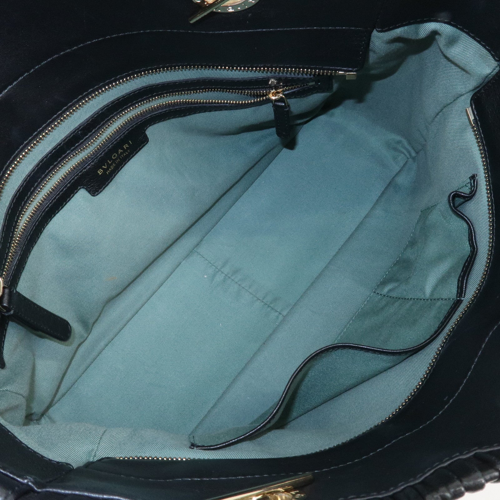 BVLGARI Monete Nappa Plisse Chain Shoulder Bag Tote Bag Black