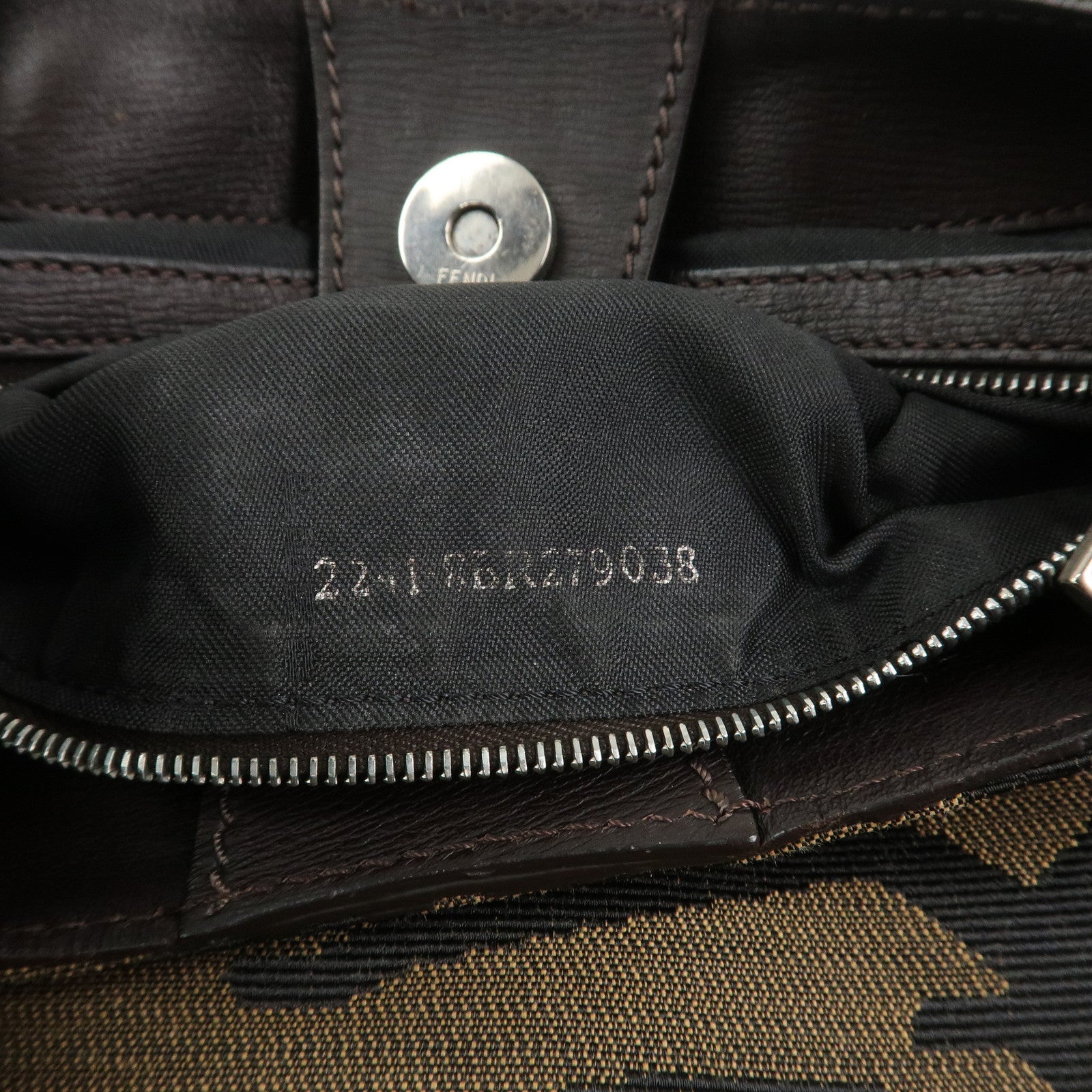 FENDI Canvas Leather Shoulder Bag Hand Bag Zebra Motif 8BR279