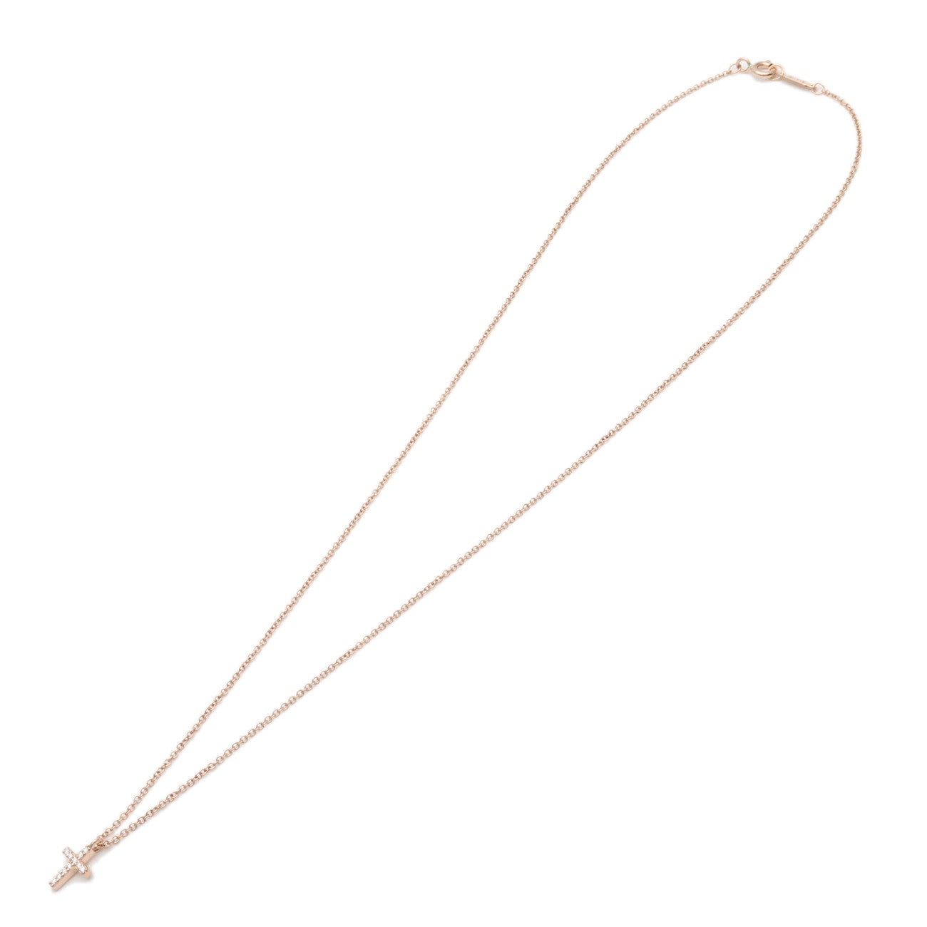 Tiffany & Co Metro Cross Mini 11P Daimond Necklace 750PG Rose Gold