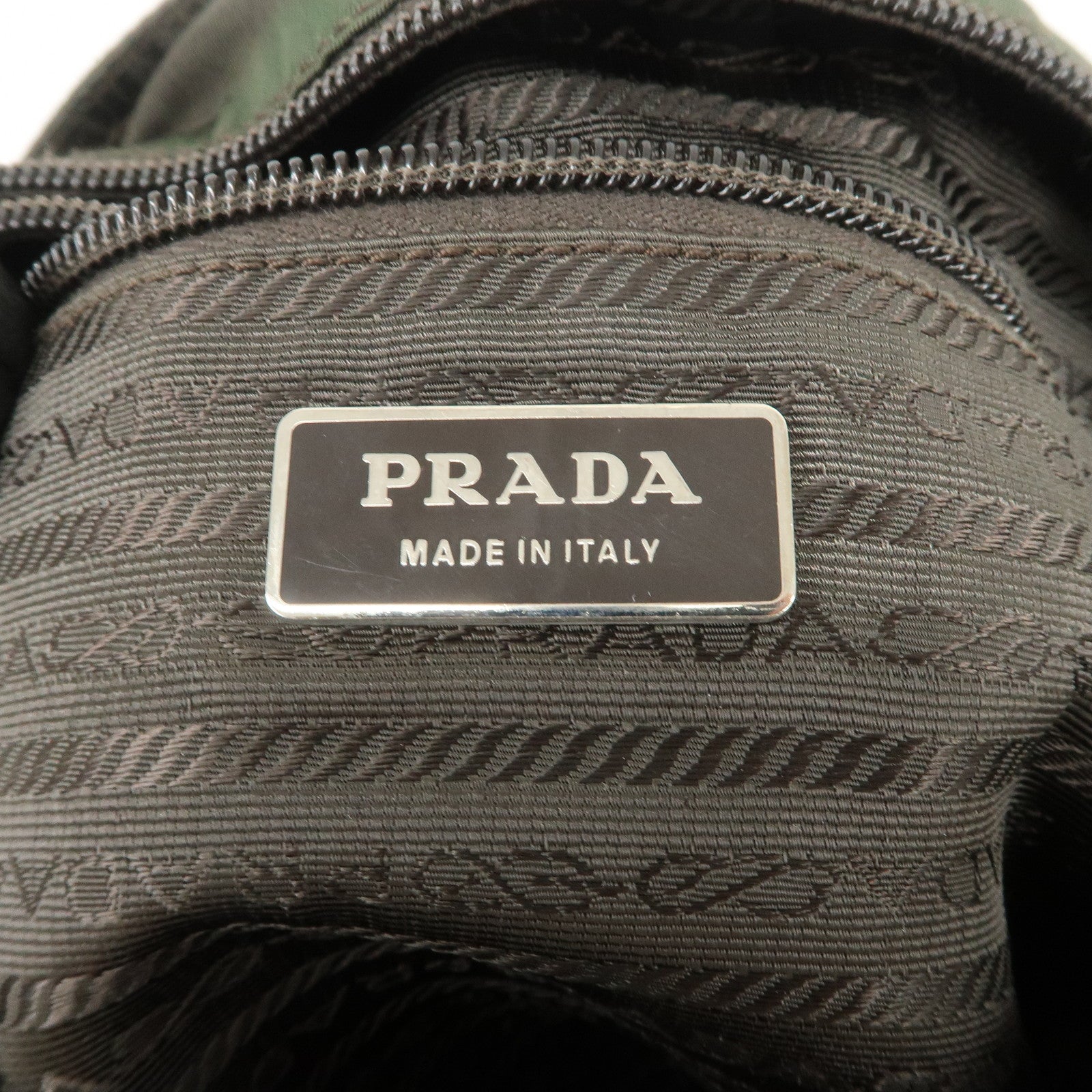 PRADA Triangle Logo Nylon Shoulder Bag Crossbody Bag Khaki VA0053