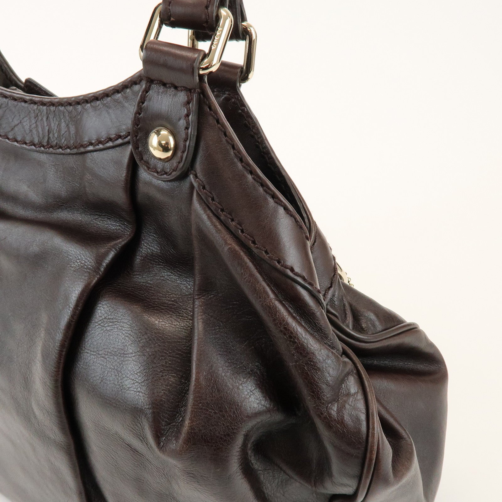 GUCCI Sukey Interlocking G Leather Tote Bag Hand Bag Brown 211944
