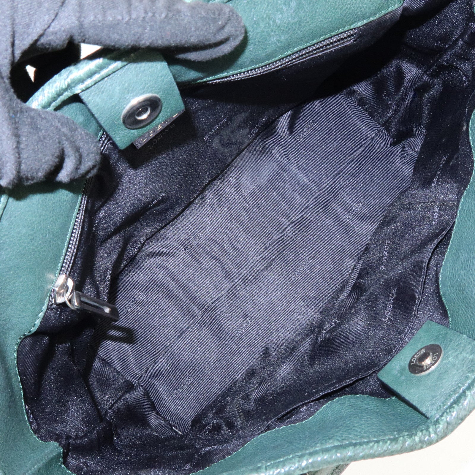 LOEWE Anagram Leather Tote Bag Hand Bag Green