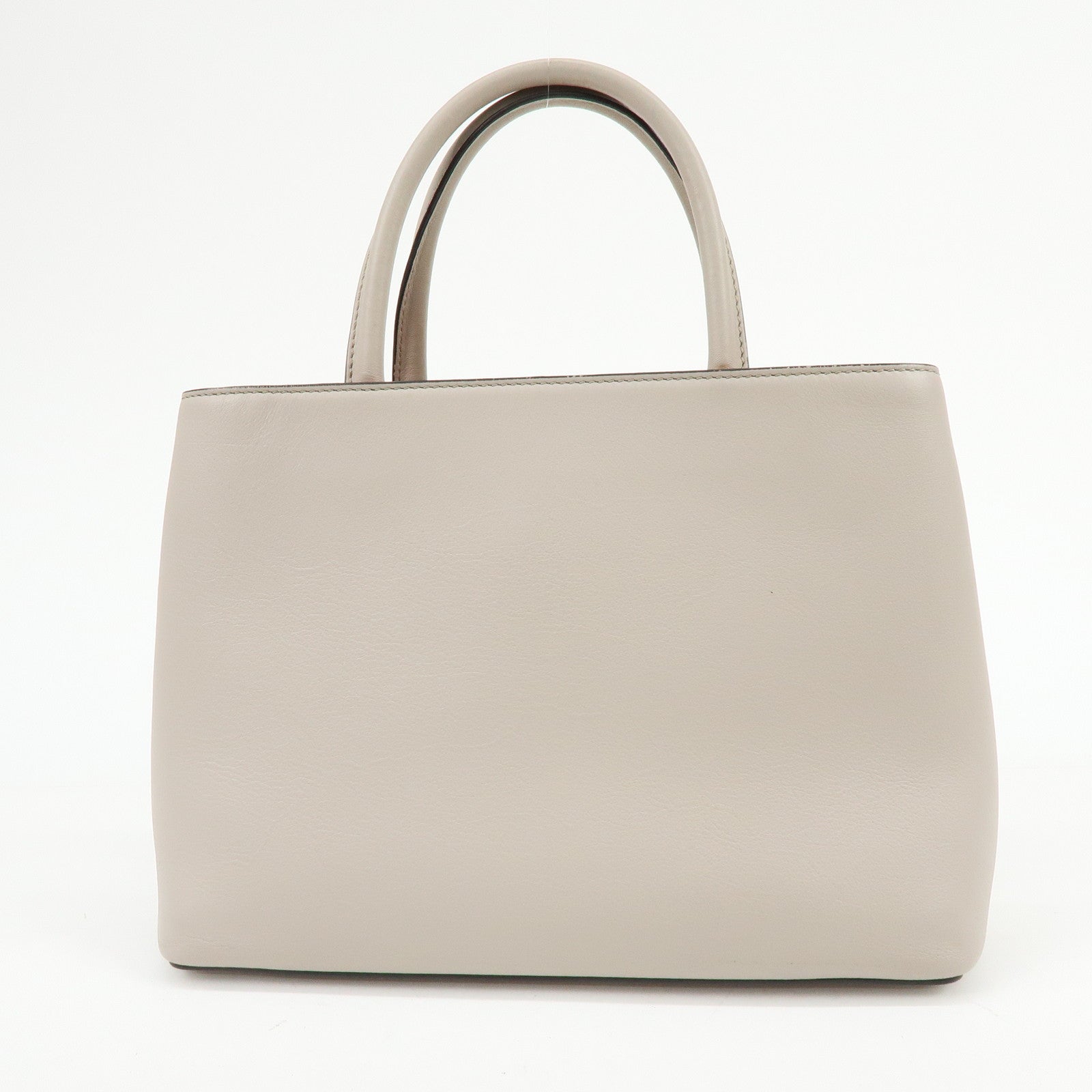 FENDI Petit 2Jours Leather 2Way Bag Hand Bag Beige 8BH25