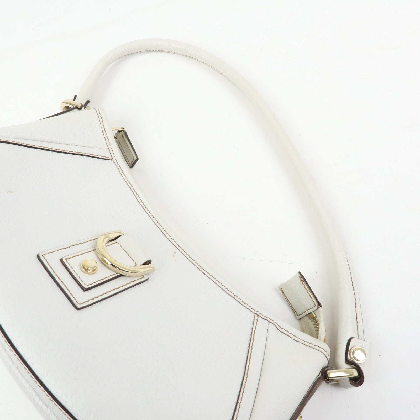GUCCI Abbey Leather Shoulder Bag Hand Bag White 130939