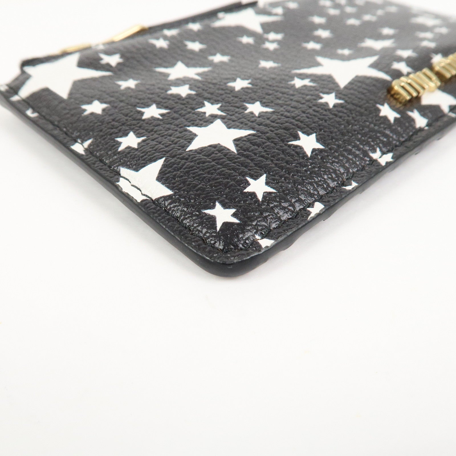 MIU MIU Leather Card Case Star Print Black 5MB006