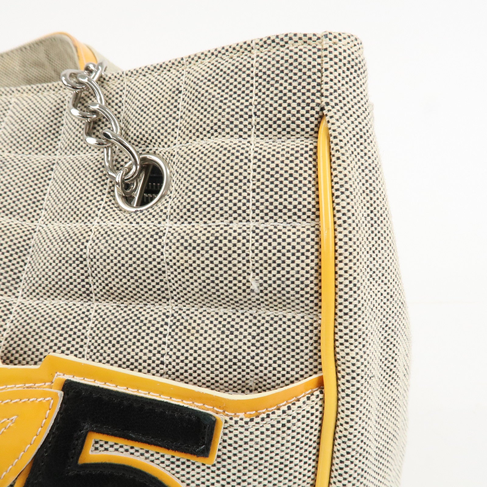 CHANEL Camelia No.5 Chocolate Bar Chain Shoulder Bag A31573 Used