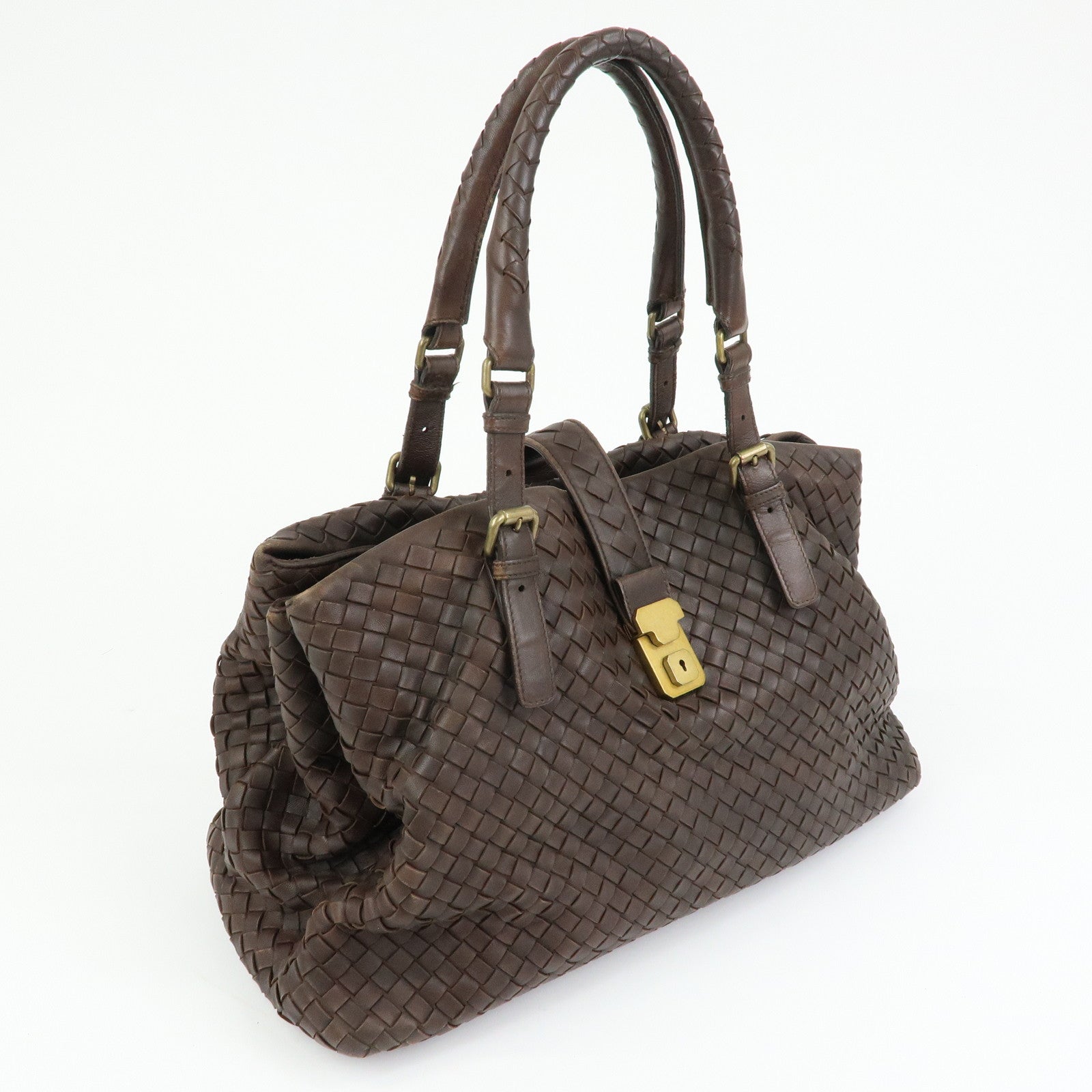 BOTTEGA VENETA Intrecciato Leather Tote Bag Hand Bag Brown