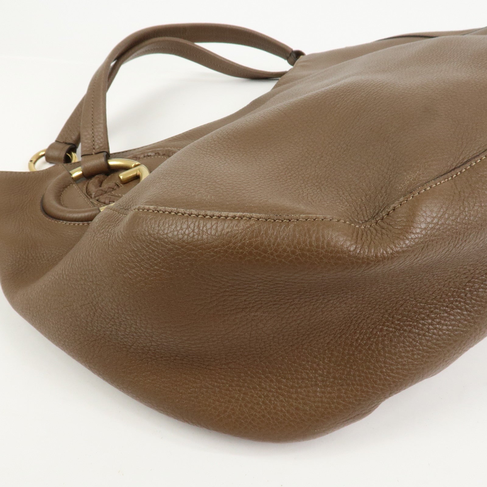 GUCCI Interlocking G Leather Tote Bag Shoulder Bag Brown 309531