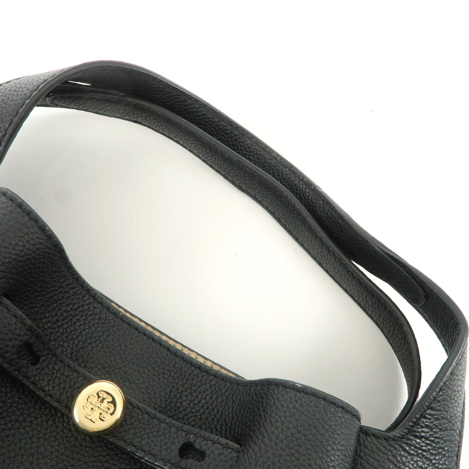 TORY BURCH ROMY Logo Leather Small Tote Bag 2Way Bag Hand Bag Black