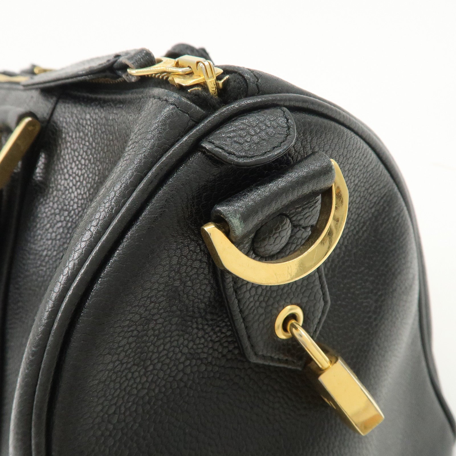 CHANEL COCO Mark Caviarskin Mini Boston Bag Hand Bag Black Used