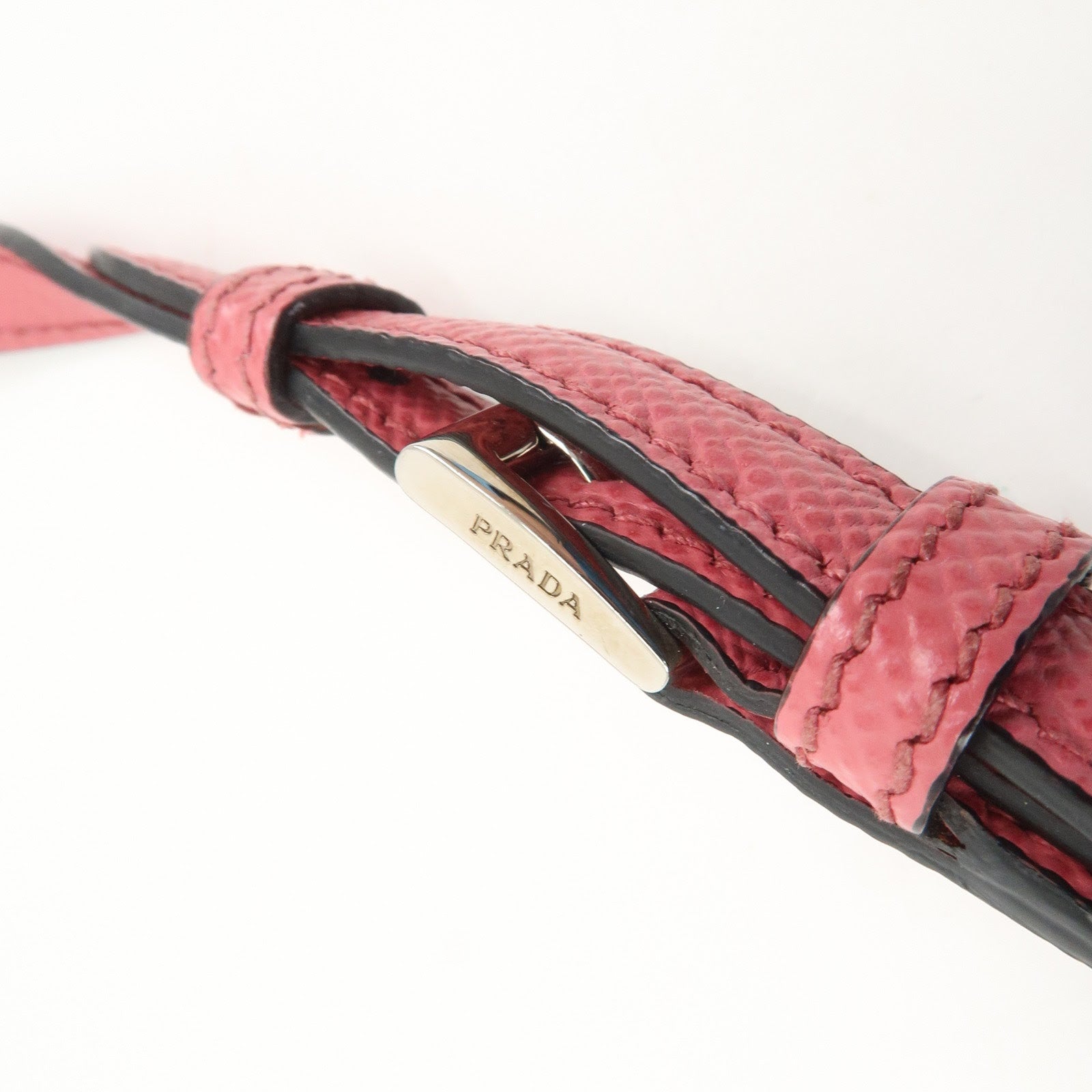 PRADA Embossed Leather Chain Shoulder Bag Crossbody Bag Pink BT0992