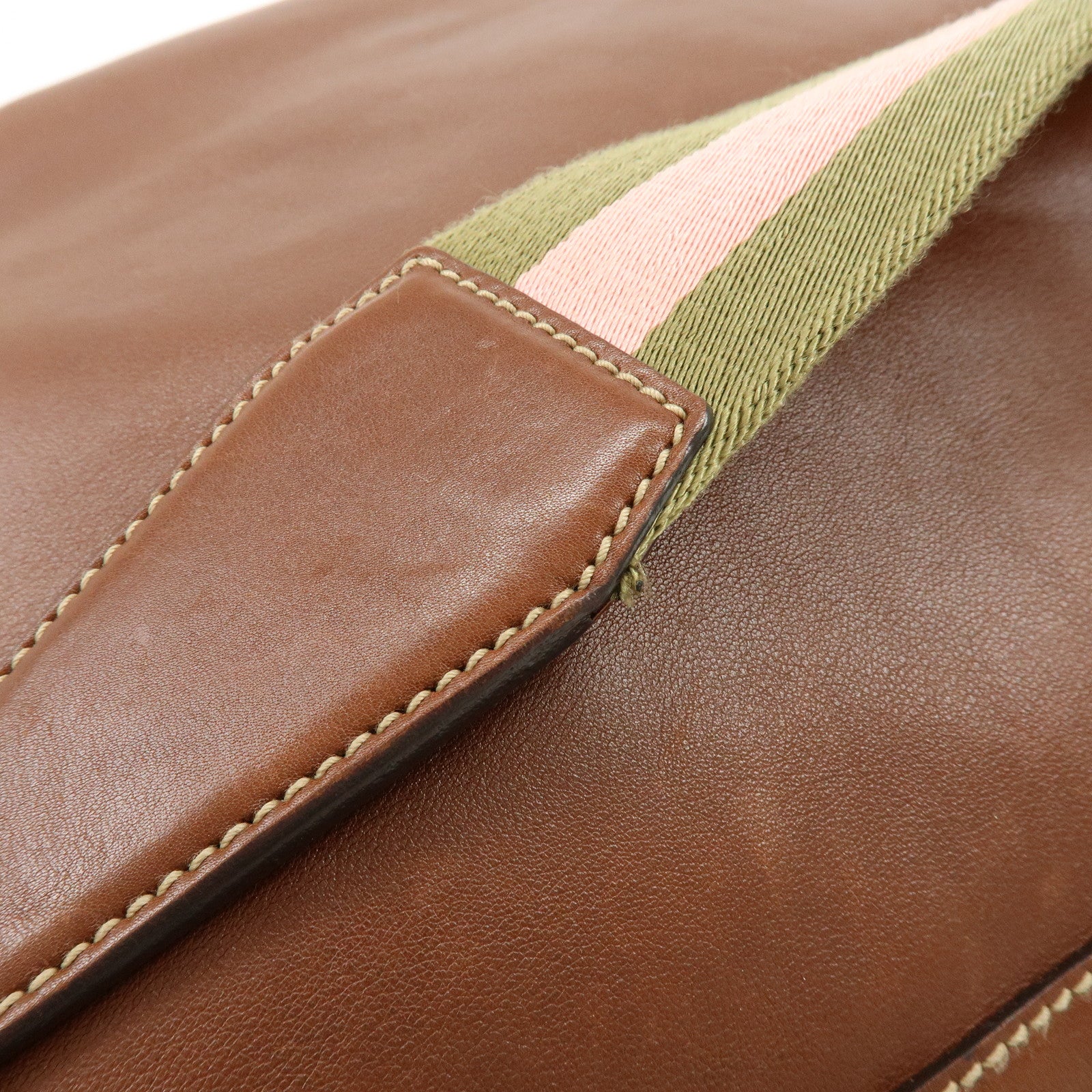 GUCCI Leather Shoulder Bag Brown 154401