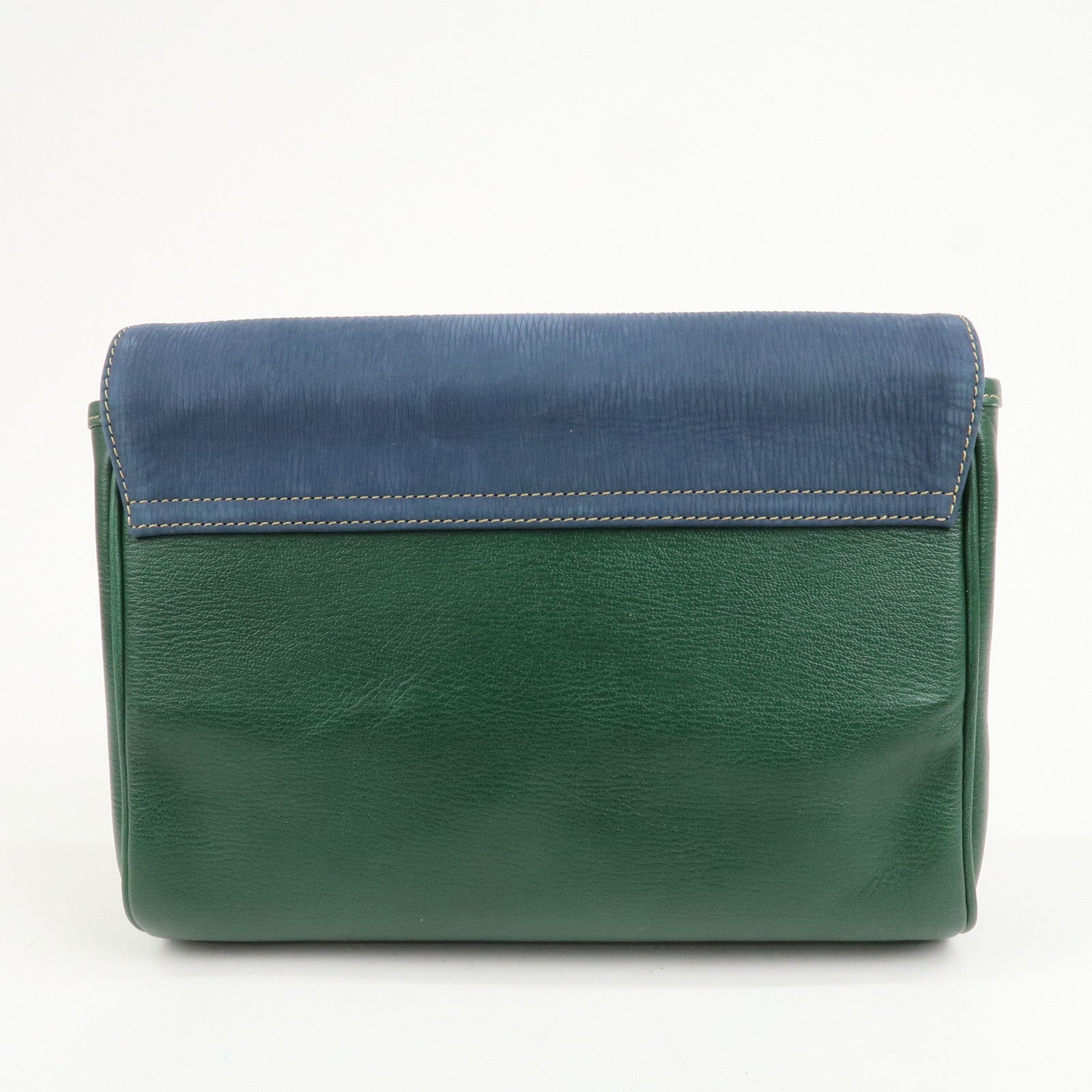 LOEWE Velazquez Suede Leather Clutch Bag Green Blue Gold HDW