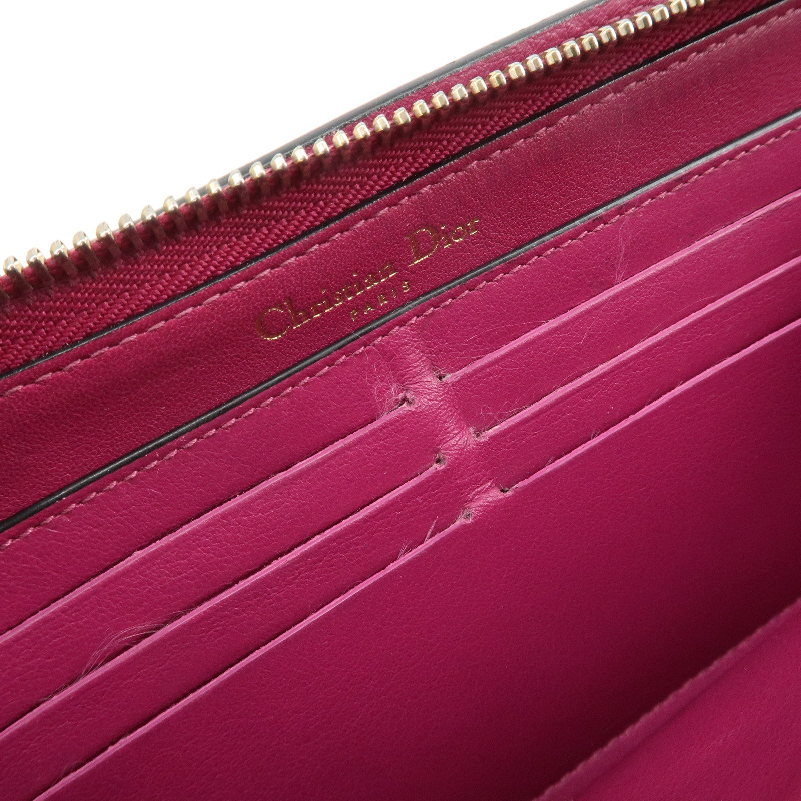 Christian Dior Diorissimo Round Zippy Long Wallet Black Pink