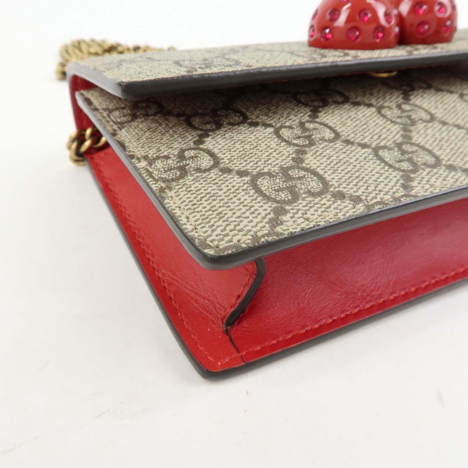GUCCI Interlocking G Cherry GG Supreme Chain Shoulder Bag 481291