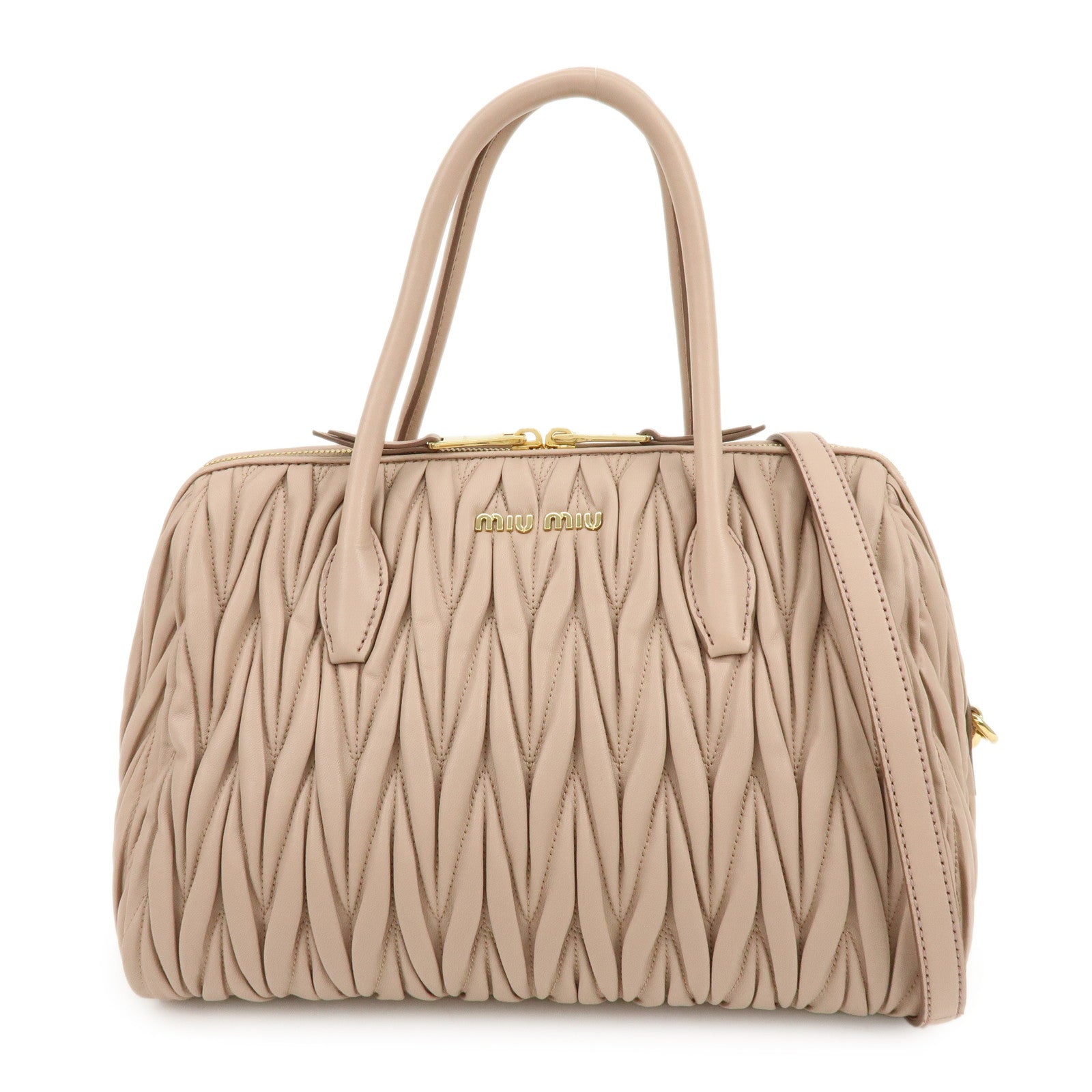 MIU MIU Matelasse Nappa Leather 2Way Hand Shoulder Bag Pink RLN059