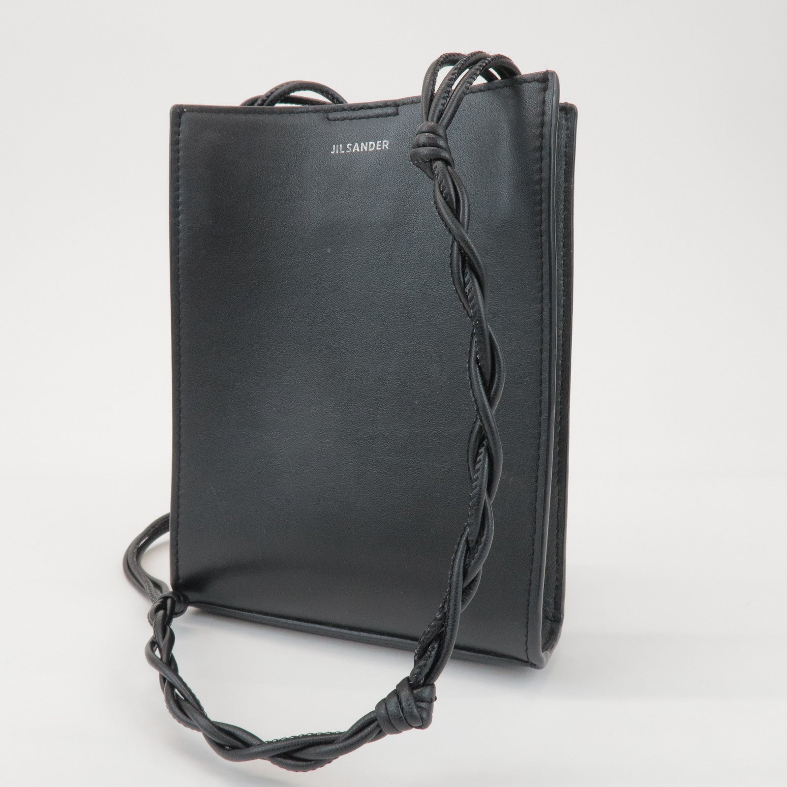 JIL SANDER Tangle Leather Shoulder Bag Crossbody Bag Black