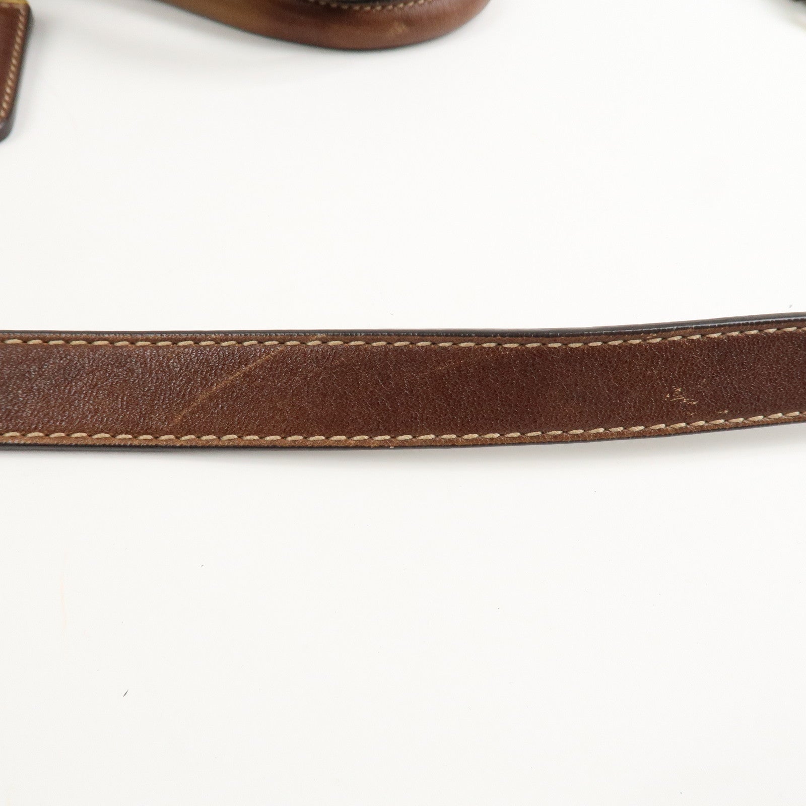 PRADA Logo Leather 2way Shoulder Bag Tote Bag Gold HDW Brown Used