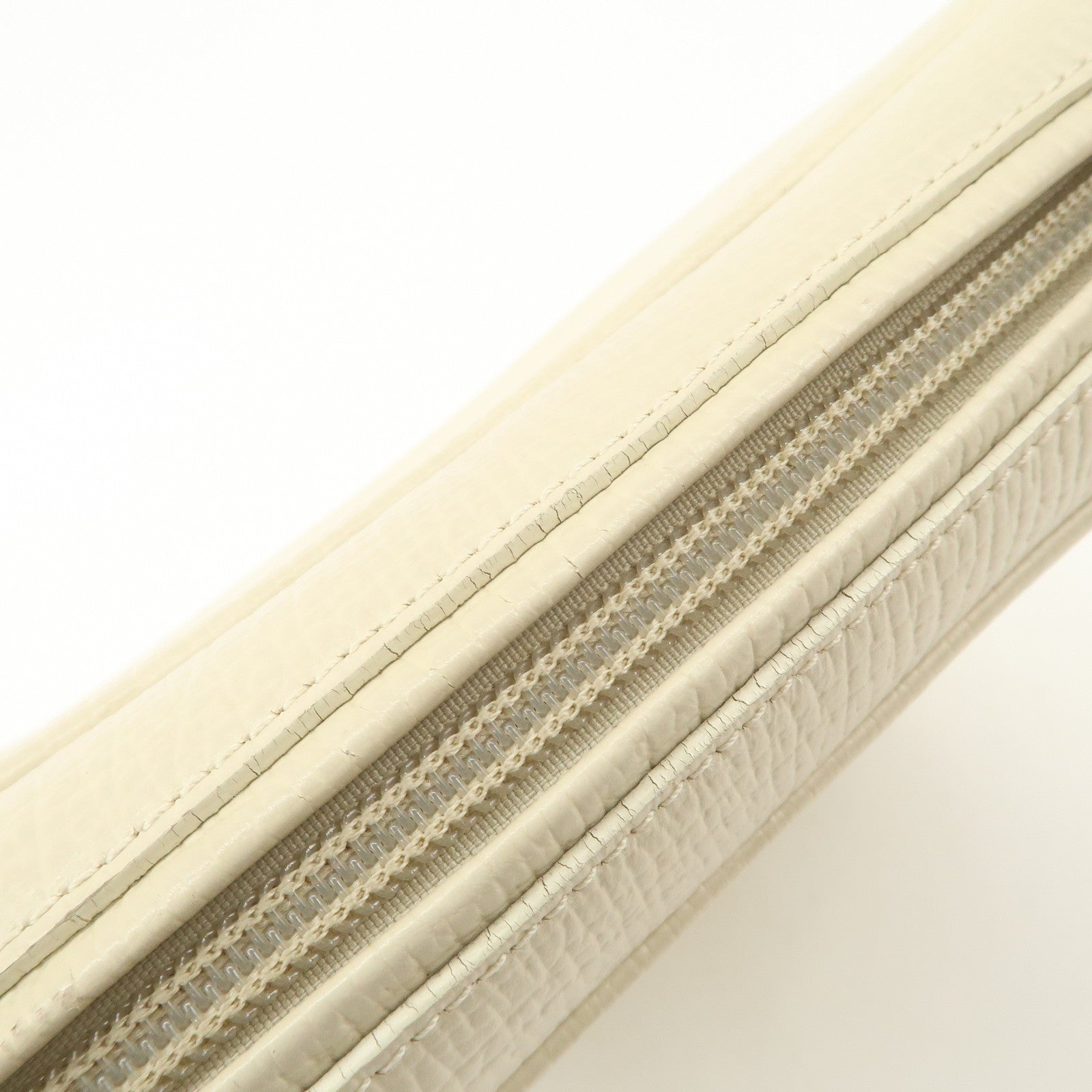 LOEWE Leather Shoulder Bag Ivory Silver Hardware Used