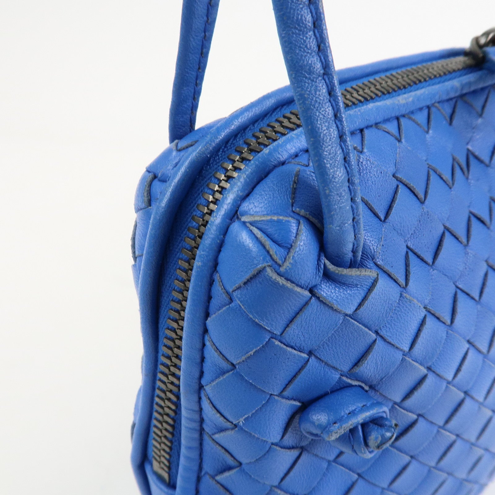 BOTTEGA VENETA Intrecciato Leather Shoulder Bag Blue
