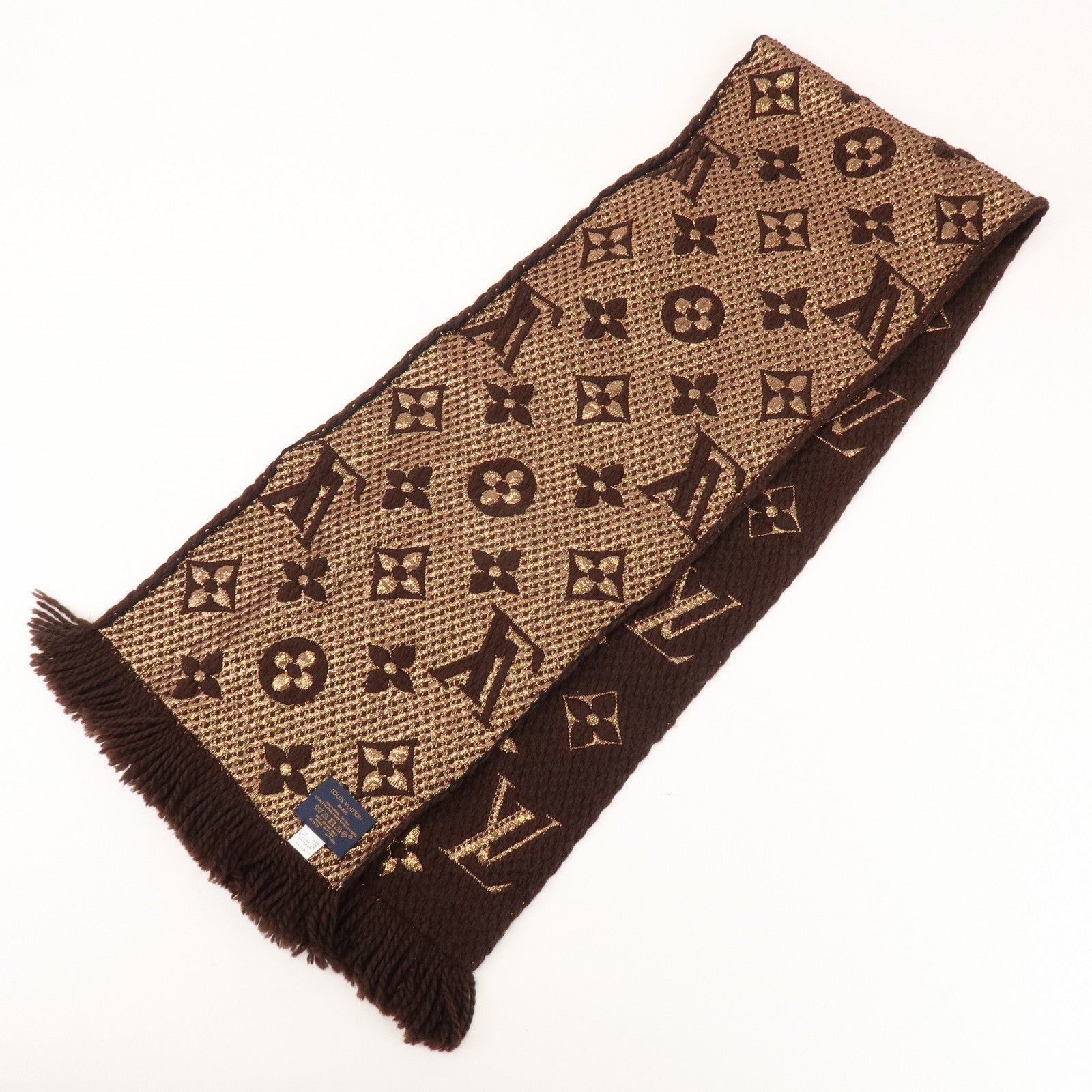 Louis Vuitton Echarpe Logomania Shine Wool Silk Scarf Brown M71383