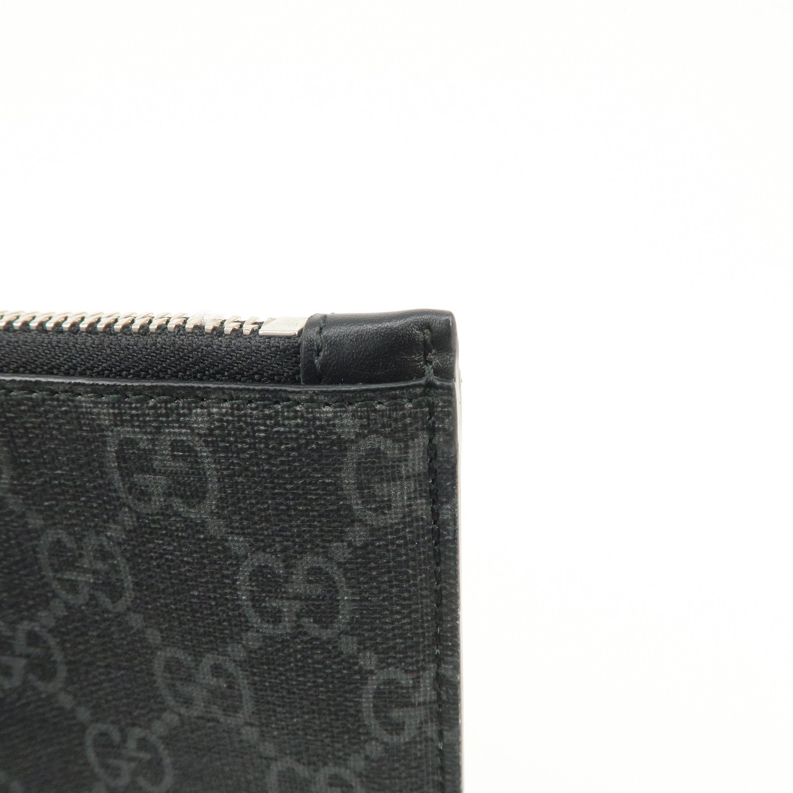 GUCCI Leather GG Supreme King Snake Clutch Bag Black Gray 473904 Used